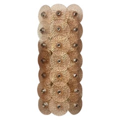 Pair of Murano Fume Glass Disc Sconces