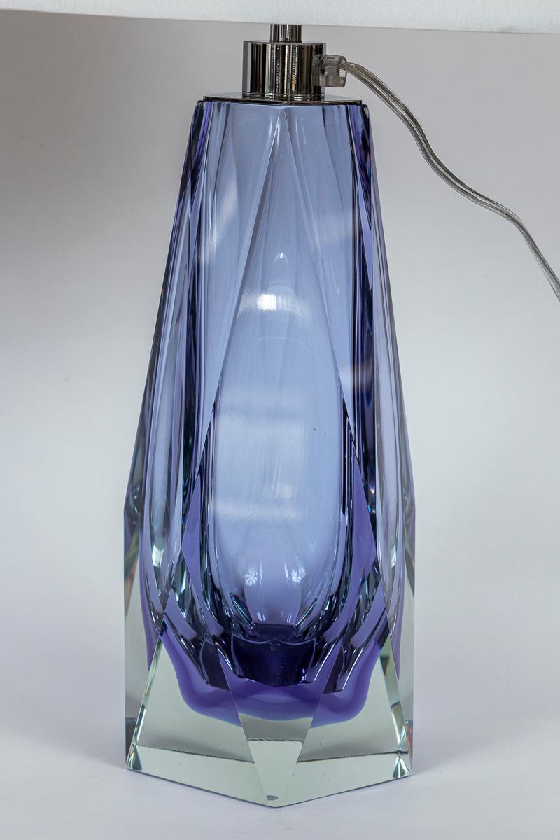 Pair of Murano Gem Faceted Lilac Table Lamps, Contemporary For Sale 1
