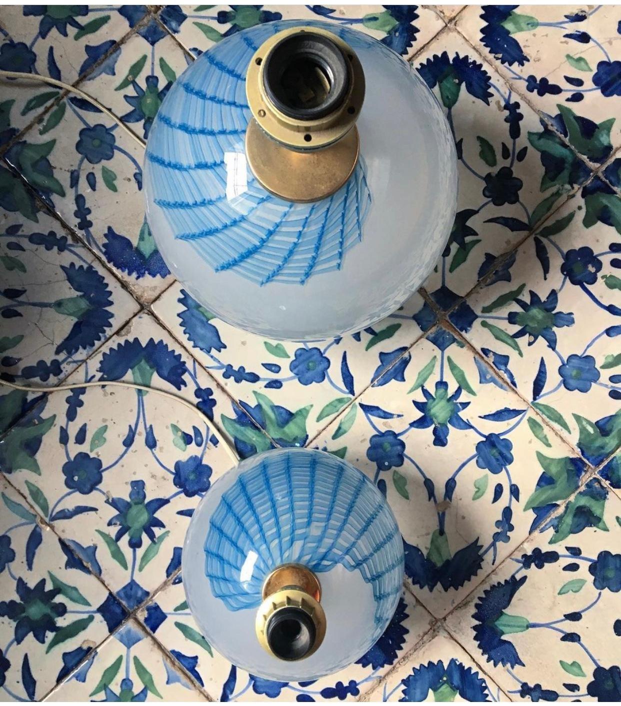 Pair of Murano Glass 1970s Table Lights  In Good Condition For Sale In Palermo, PA