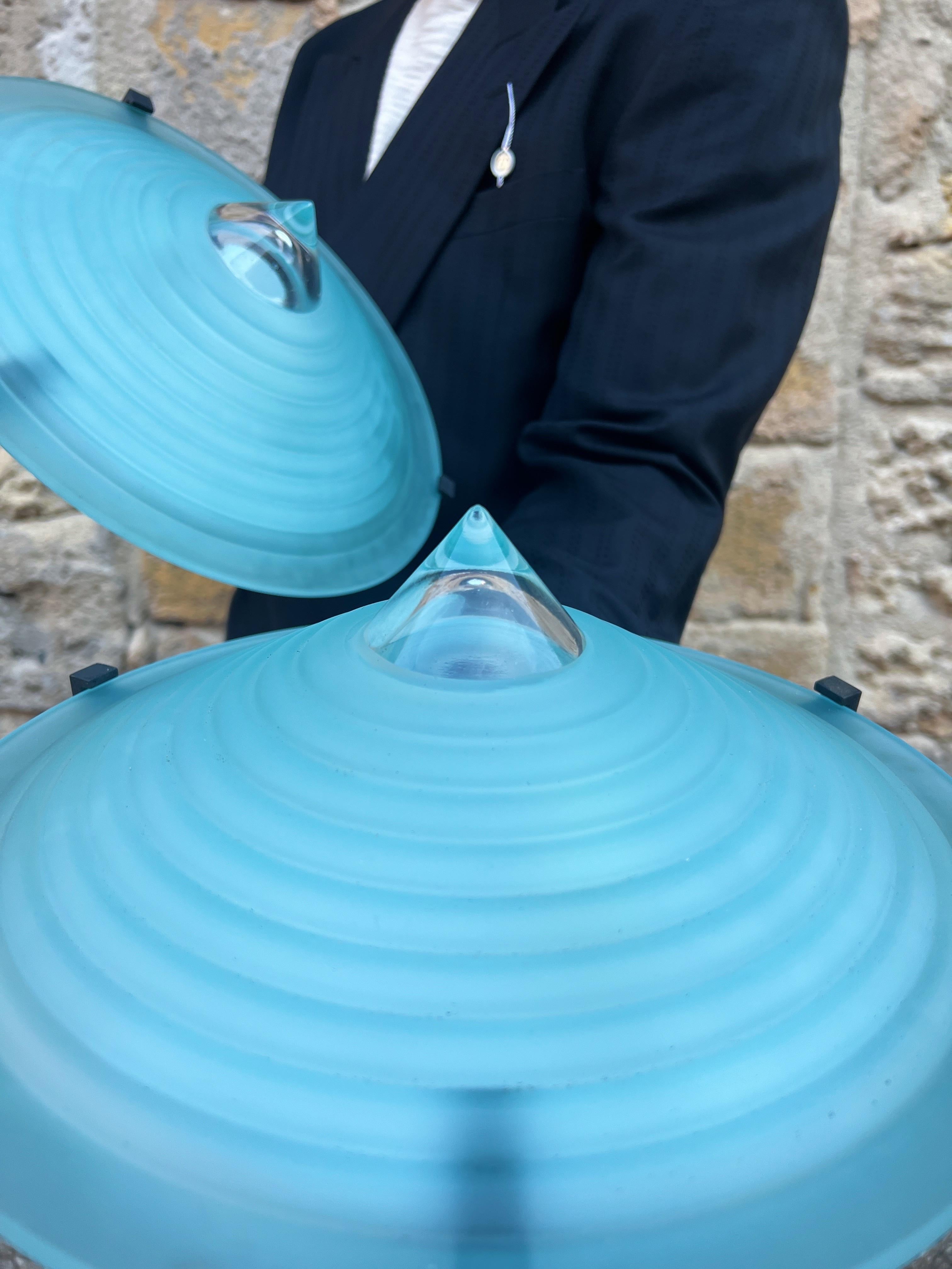 Mid-Century Modern Pair of Murano glass 1980s flush mounts For Sale