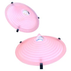 Pair of Murano glass 1980s flush mounts