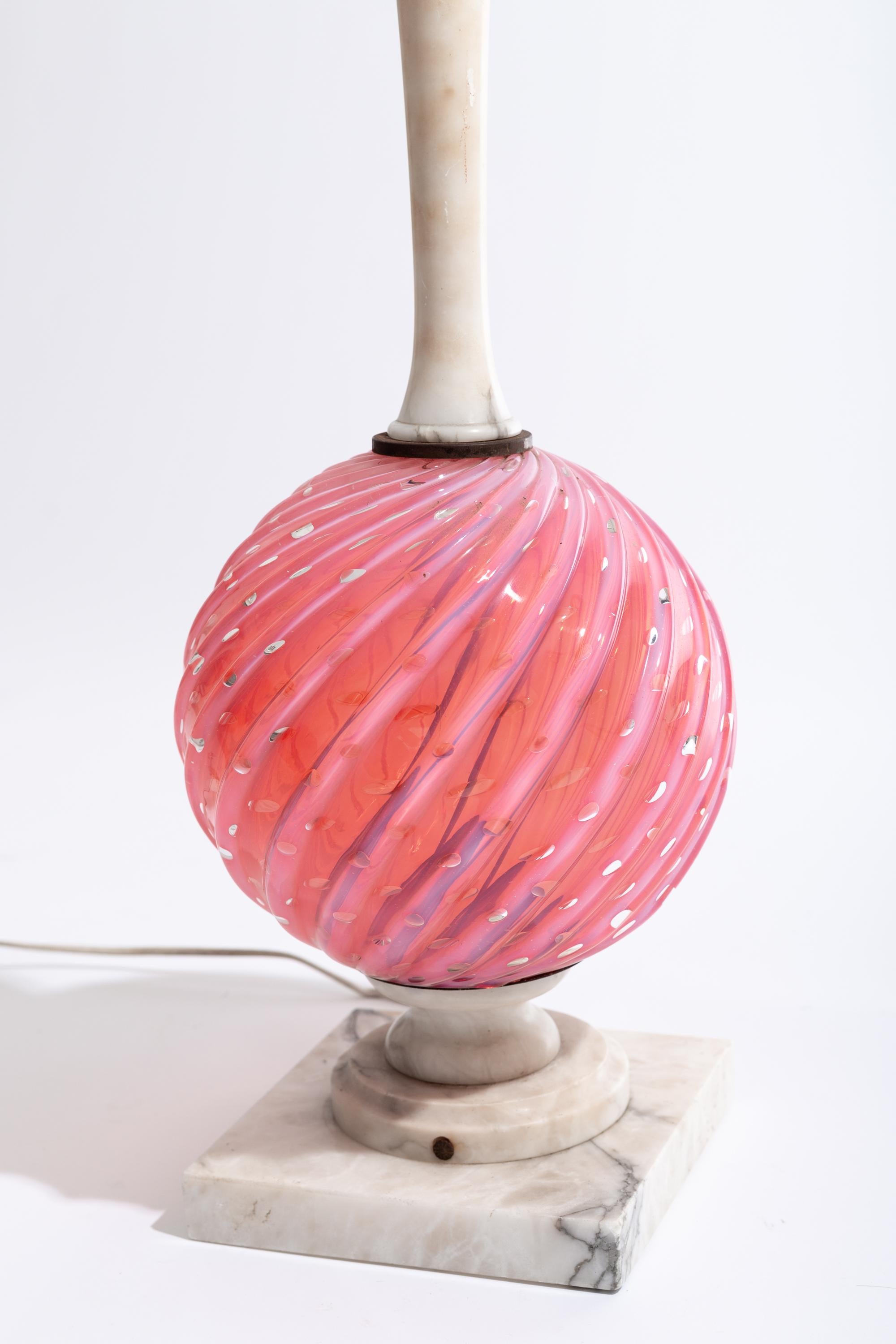 Pair of Murano Glass & Alabaster Lamps, attributed to Seguso In Good Condition For Sale In London, GB