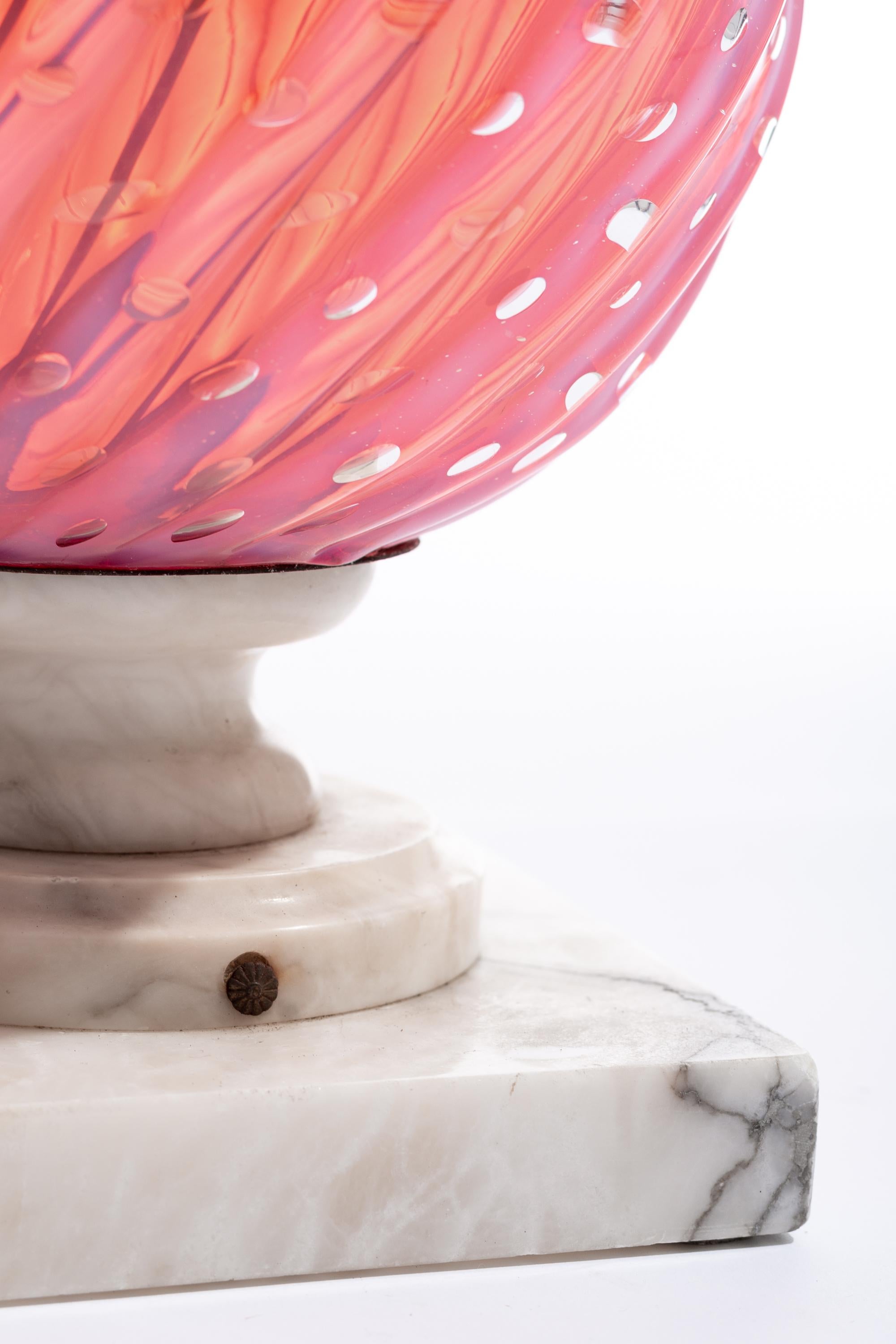 Mid-20th Century Pair of Murano Glass & Alabaster Lamps, attributed to Seguso For Sale