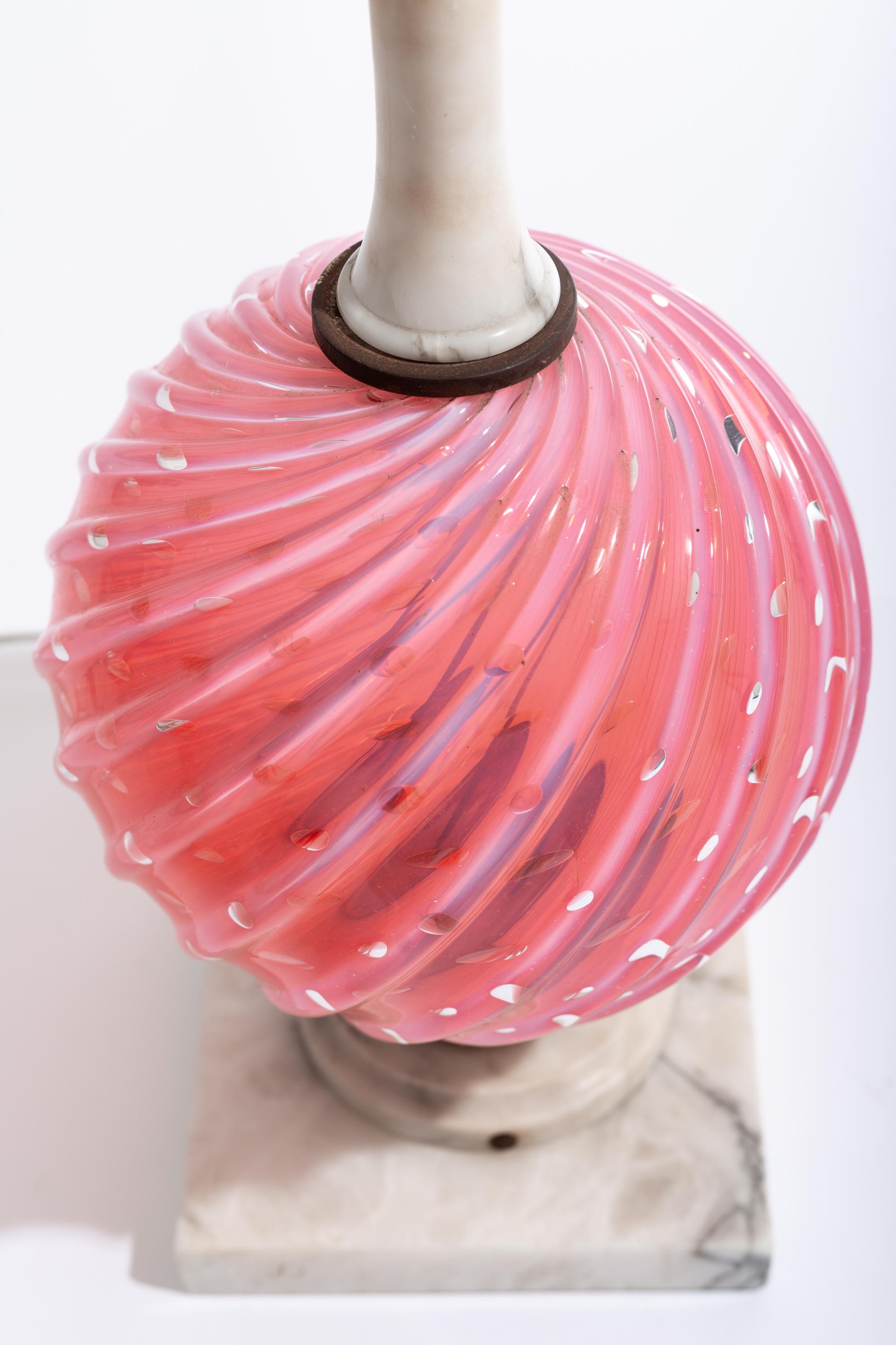 Pair of Murano Glass & Alabaster Lamps, attributed to Seguso For Sale 2