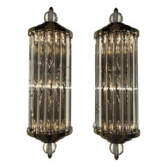 Pair of Murano Glass and Brass Barber Sconces