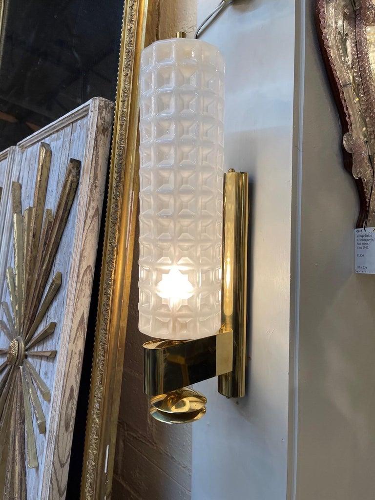 Pair of Murano Glass and Brass Barber Style Sconces In Good Condition For Sale In Dallas, TX