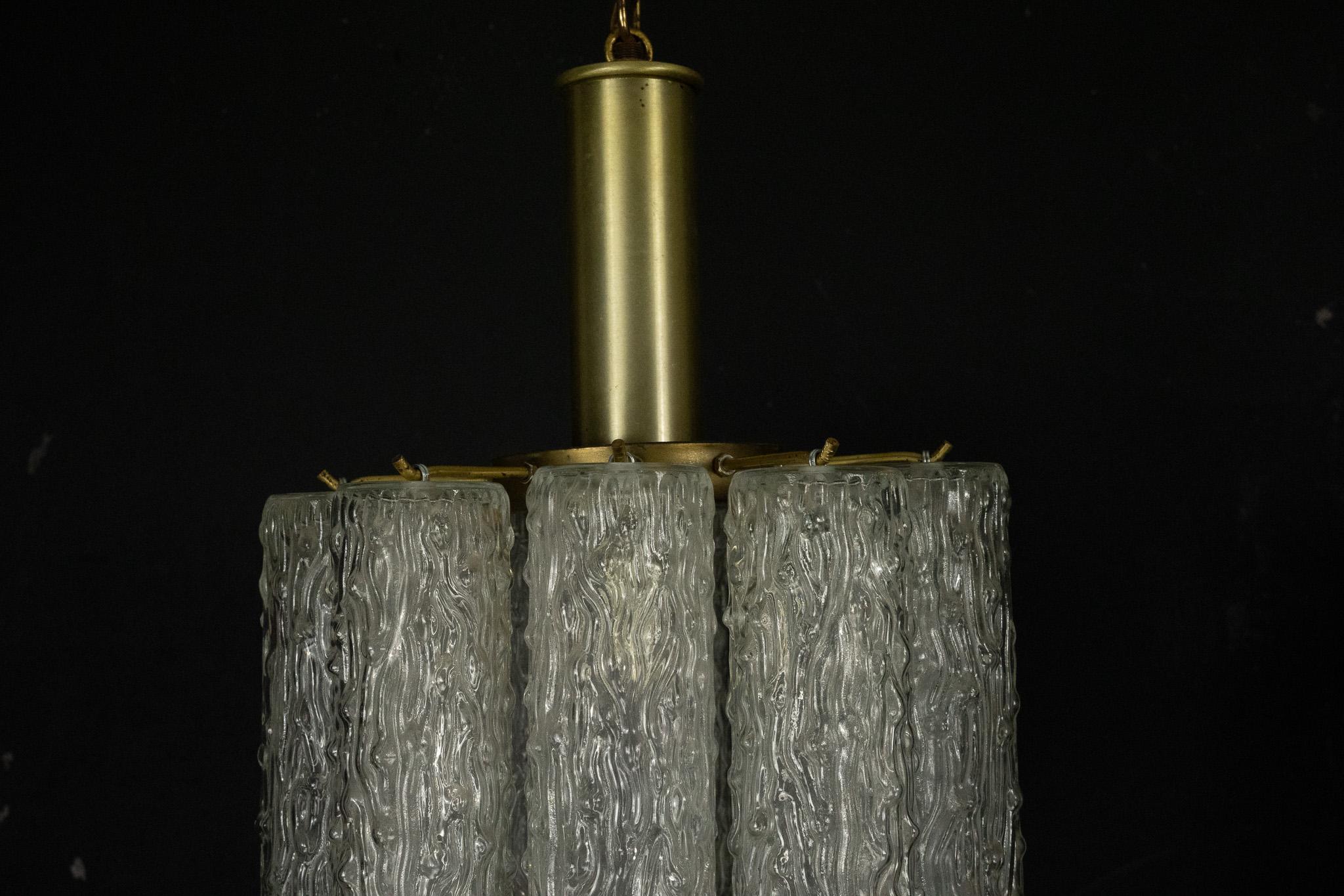 Coppia di lampadari in vetro di Murano e ottone nello stile di Toni Zuccheri. Italia in vendita 3