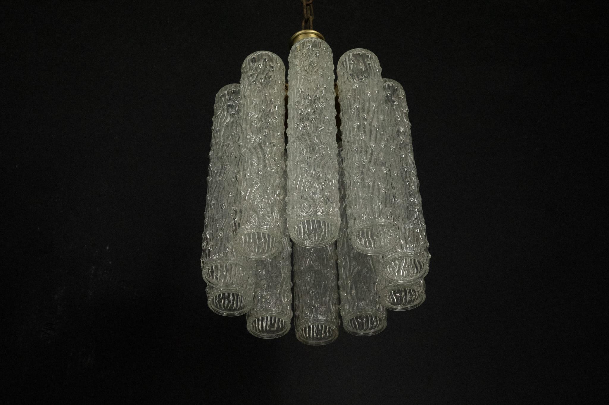 Coppia di lampadari in vetro di Murano e ottone nello stile di Toni Zuccheri. Italia in vendita 6