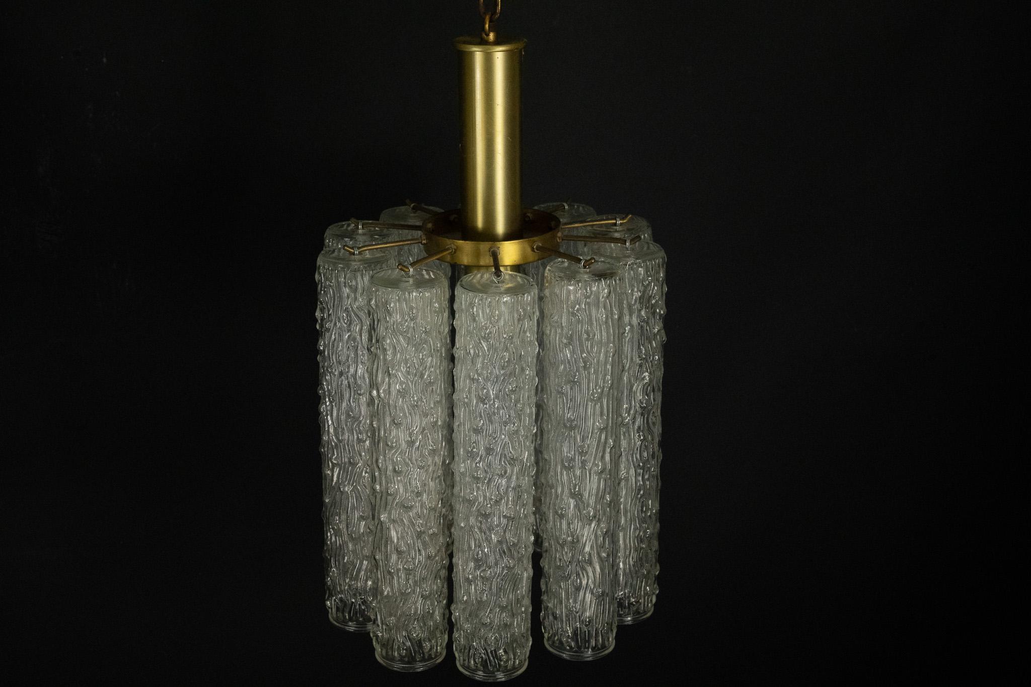 Coppia di lampadari in vetro di Murano e ottone nello stile di Toni Zuccheri. Italia in vendita 2