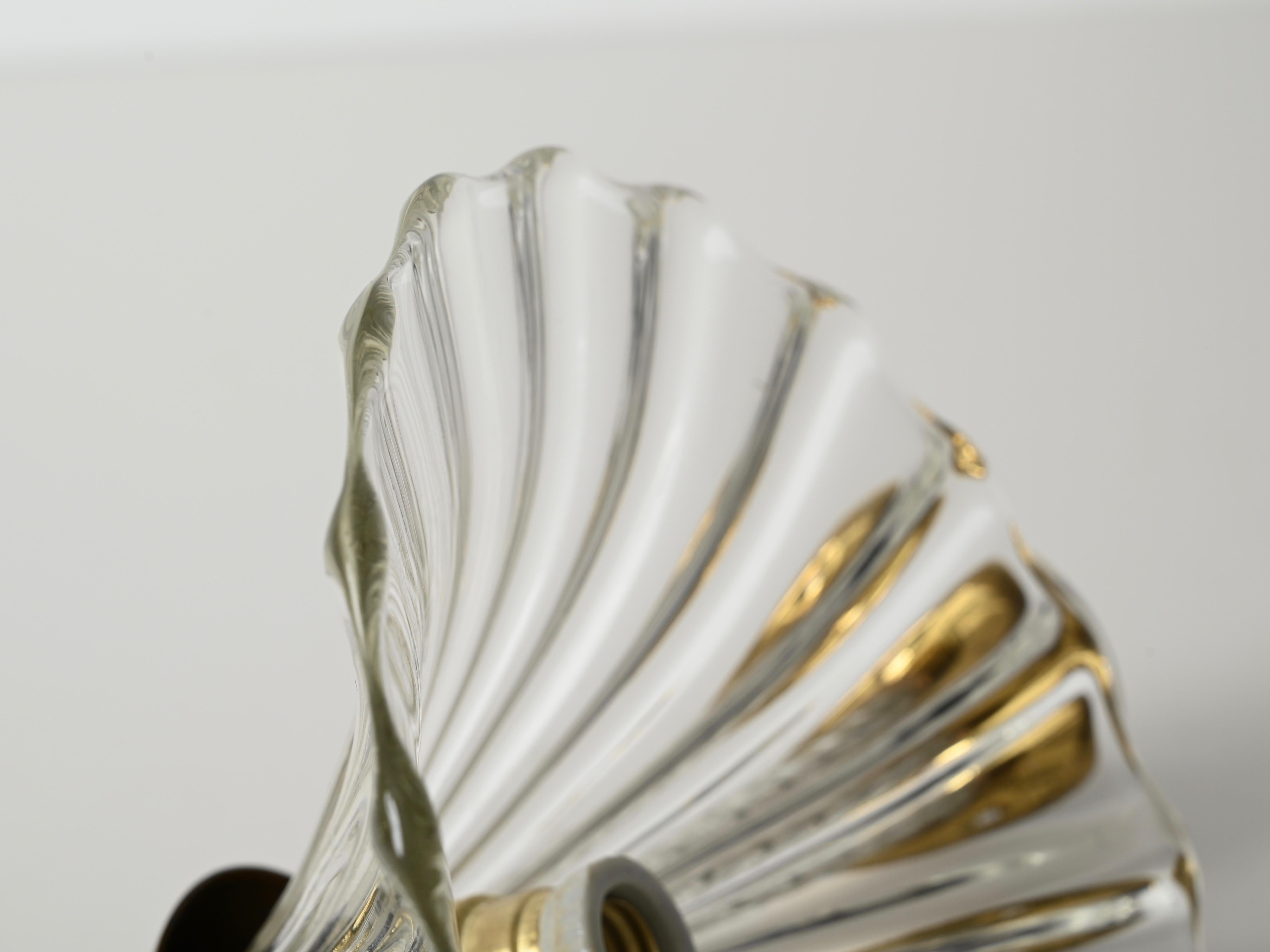 Pareja de candelabros florales de cristal de Murano y latón, de Barovier, Italia Años 50 Italiano en venta