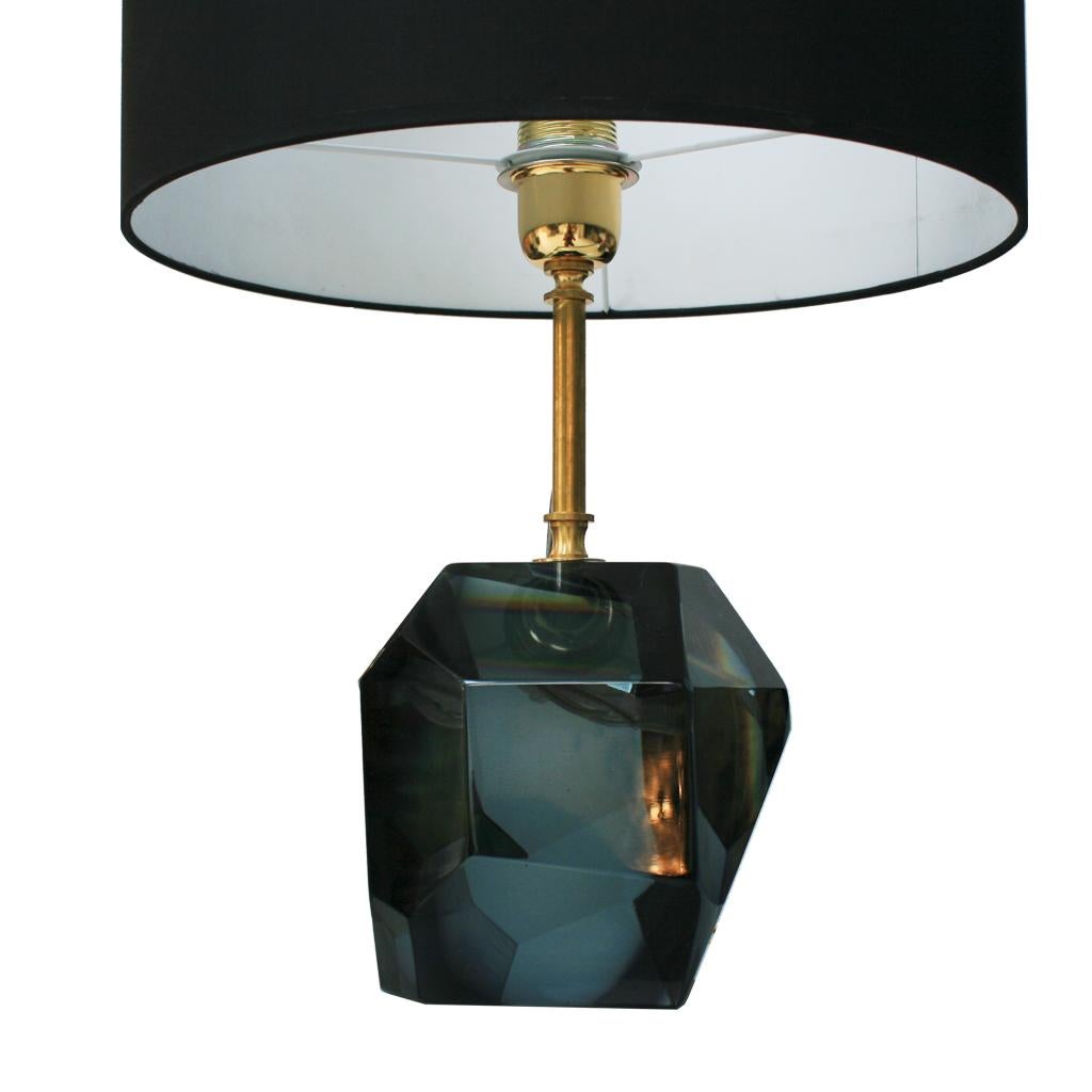 Contemporary Pair of Murano Glass and Brass Italian Table Lamps
