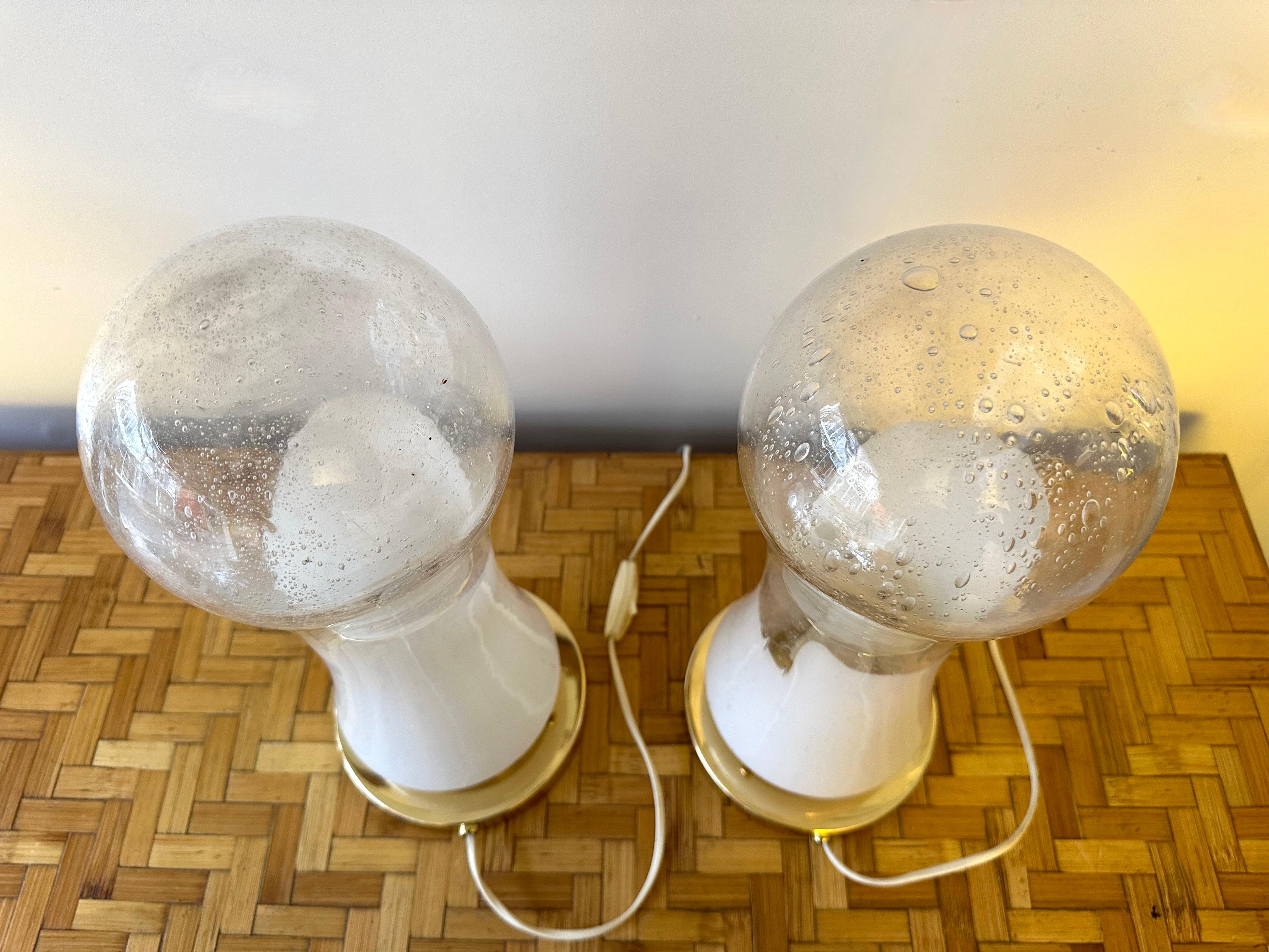 Pair of Murano Glass and Brass Lamps by Mazzega, Italy, 1970s For Sale 6