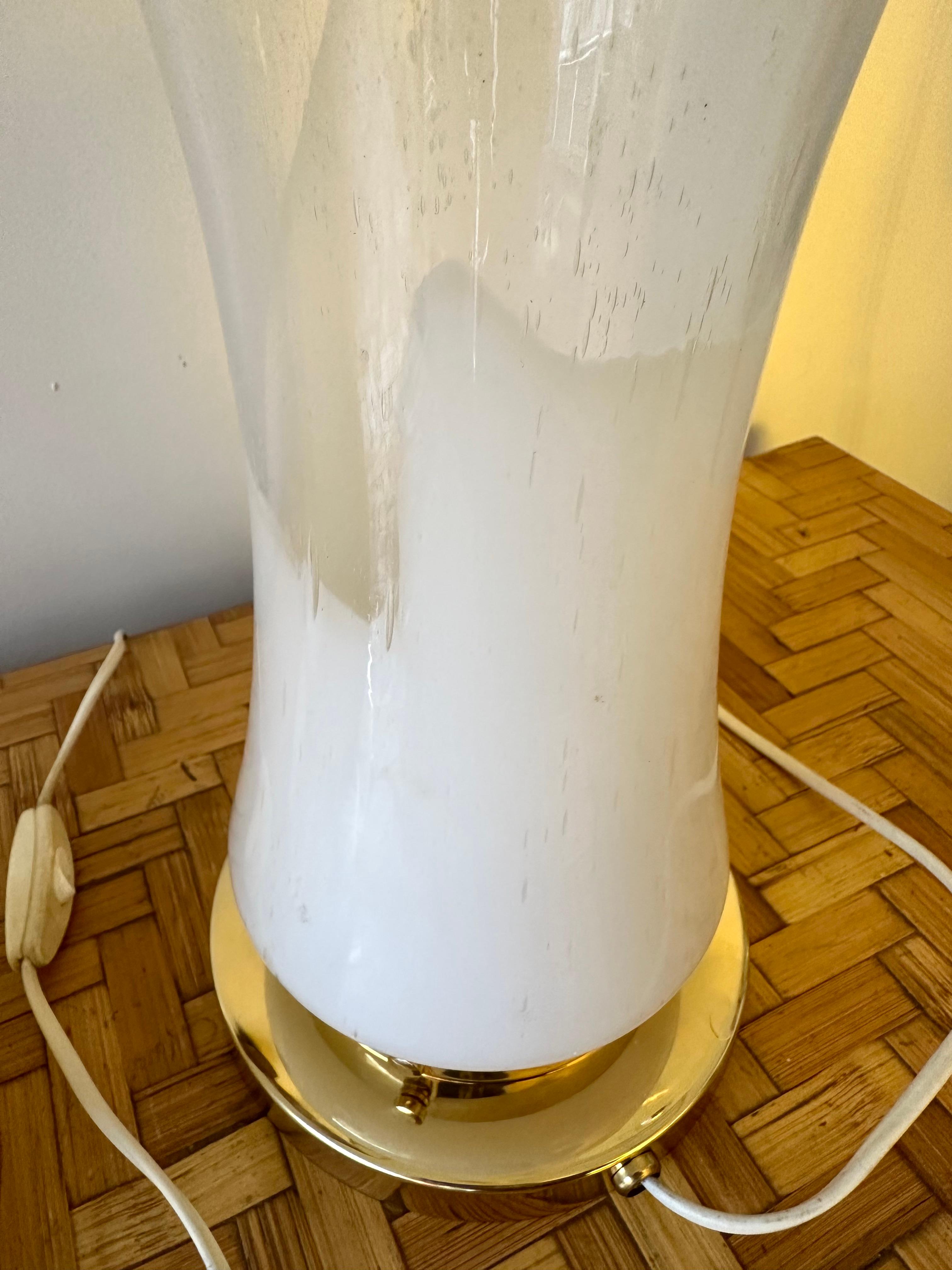 Pair of Murano Glass and Brass Lamps by Mazzega, Italy, 1970s For Sale 7