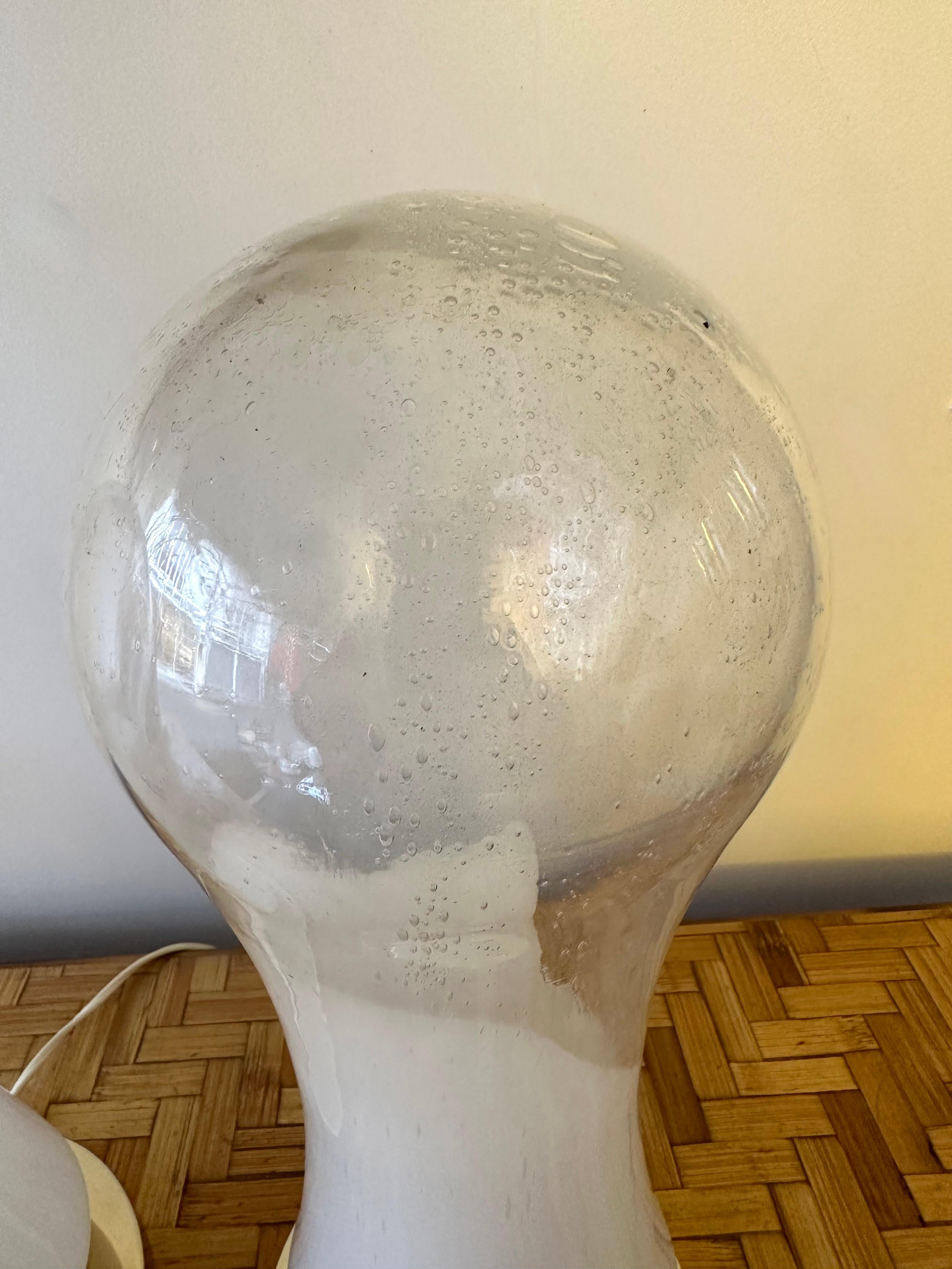 Pair of Murano Glass and Brass Lamps by Mazzega, Italy, 1970s For Sale 1