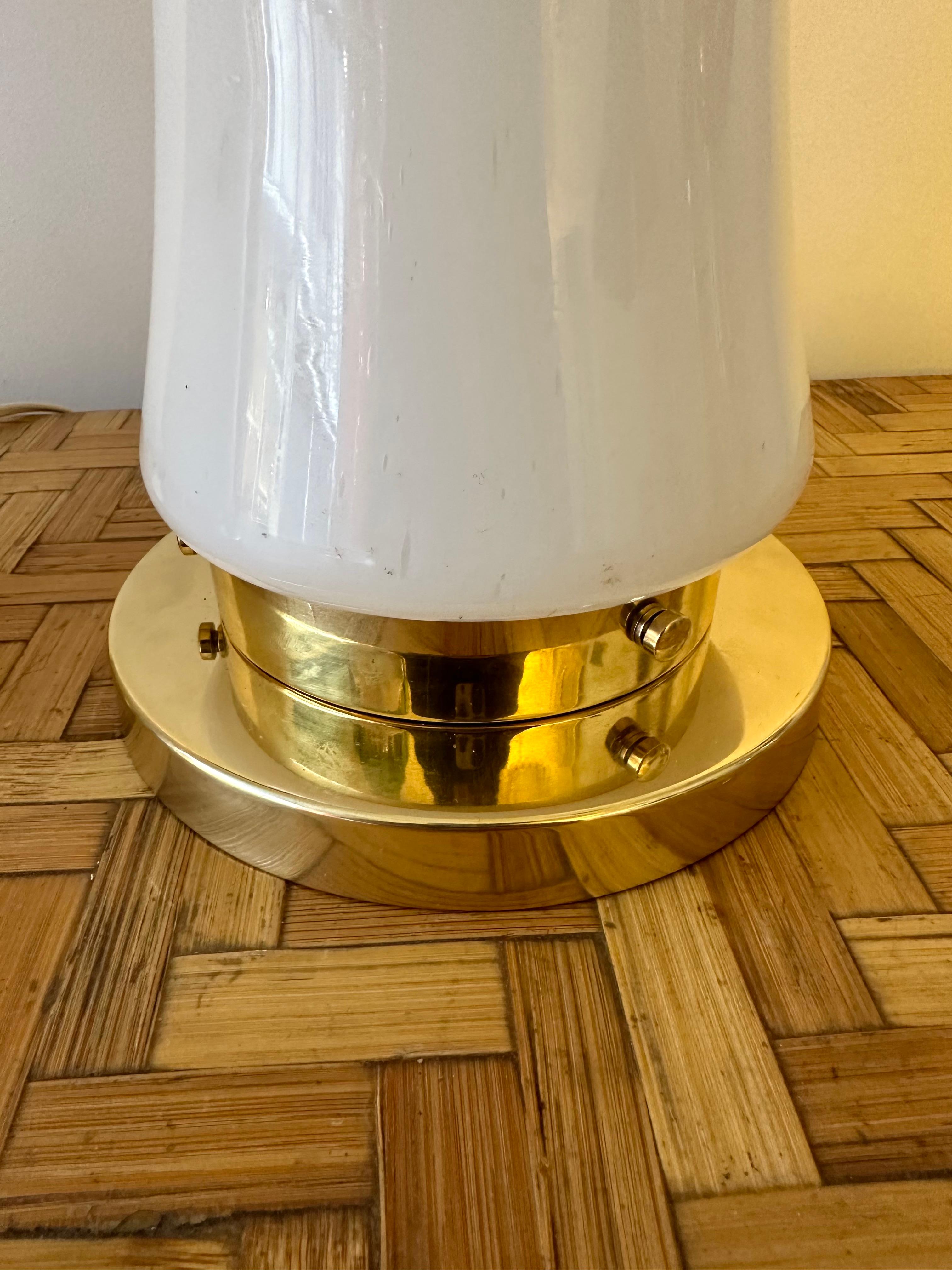 Pair of Murano Glass and Brass Lamps by Mazzega, Italy, 1970s For Sale 3