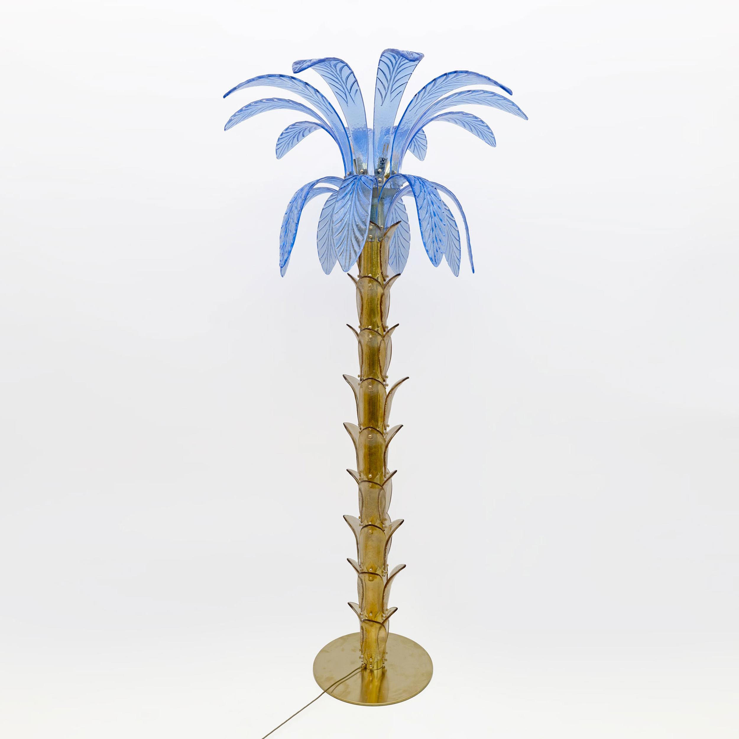 Pair of Murano Glass and Brass Palm Tree Floor Lamp, 1970s in vendita 4