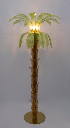 Pair of Murano Glass and Brass Palm Tree Floor Lamp