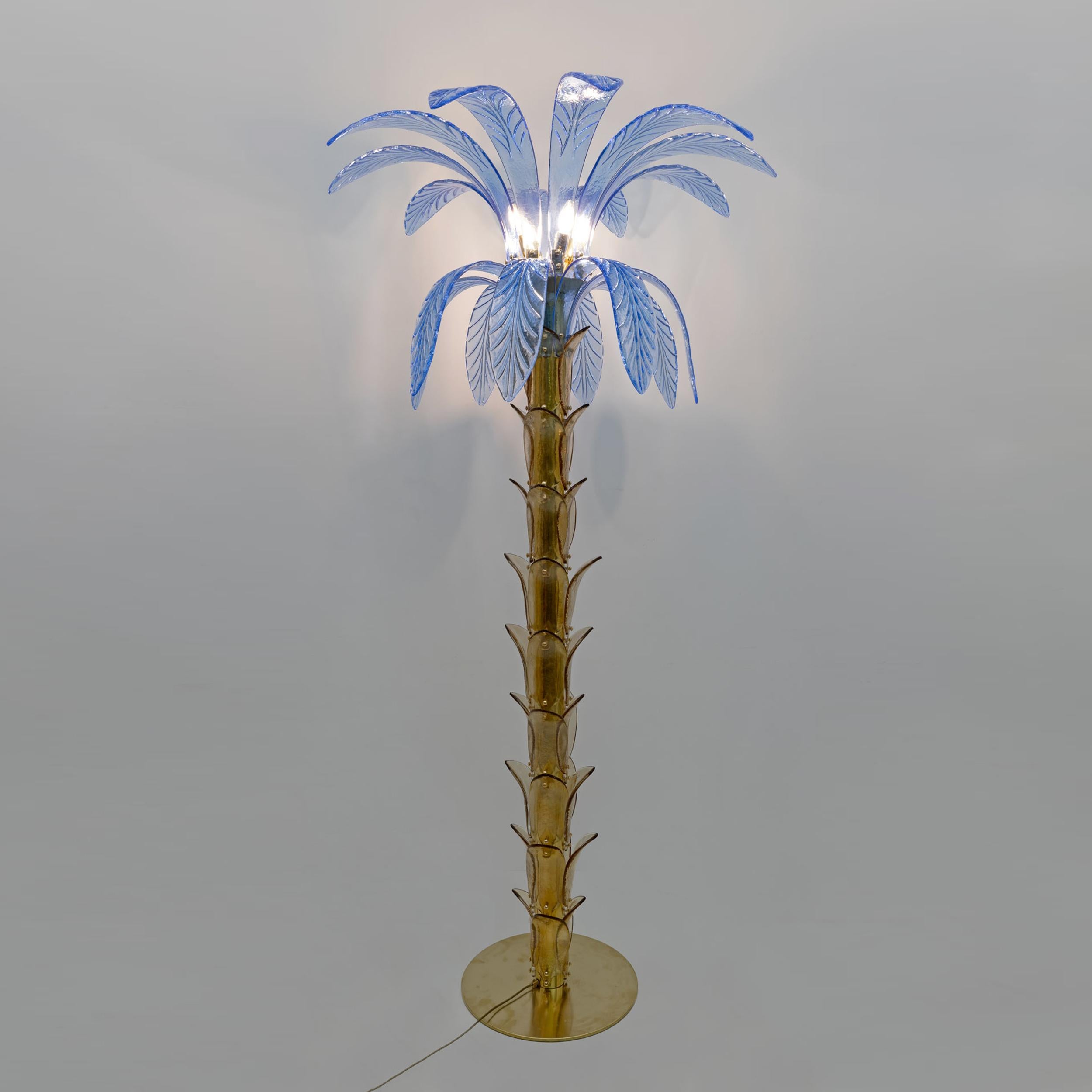 Late 20th Century Pair of Murano Glass and Brass Palm Tree Floor Lamp, 1970s