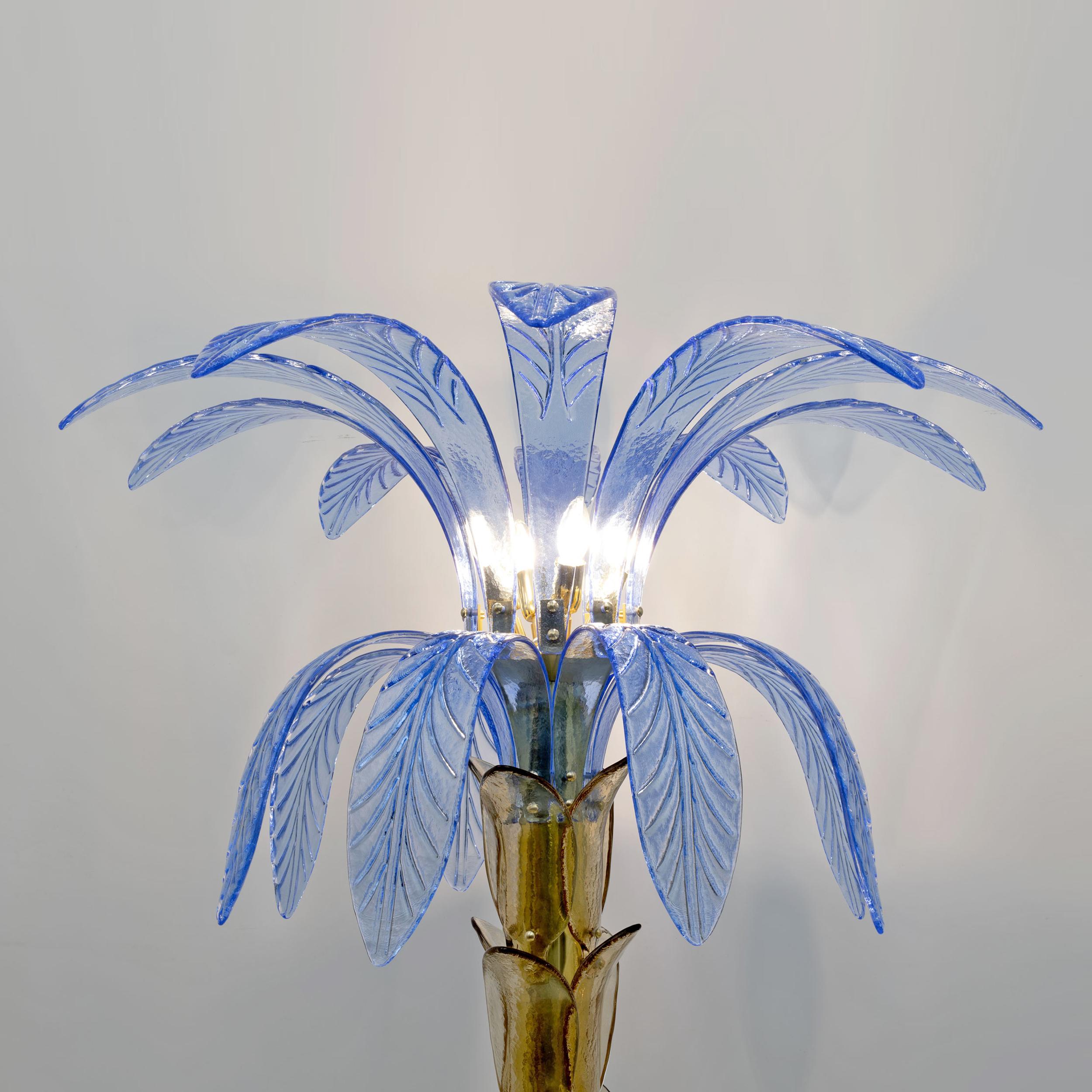 Ottone Pair of Murano Glass and Brass Palm Tree Floor Lamp, 1970s in vendita
