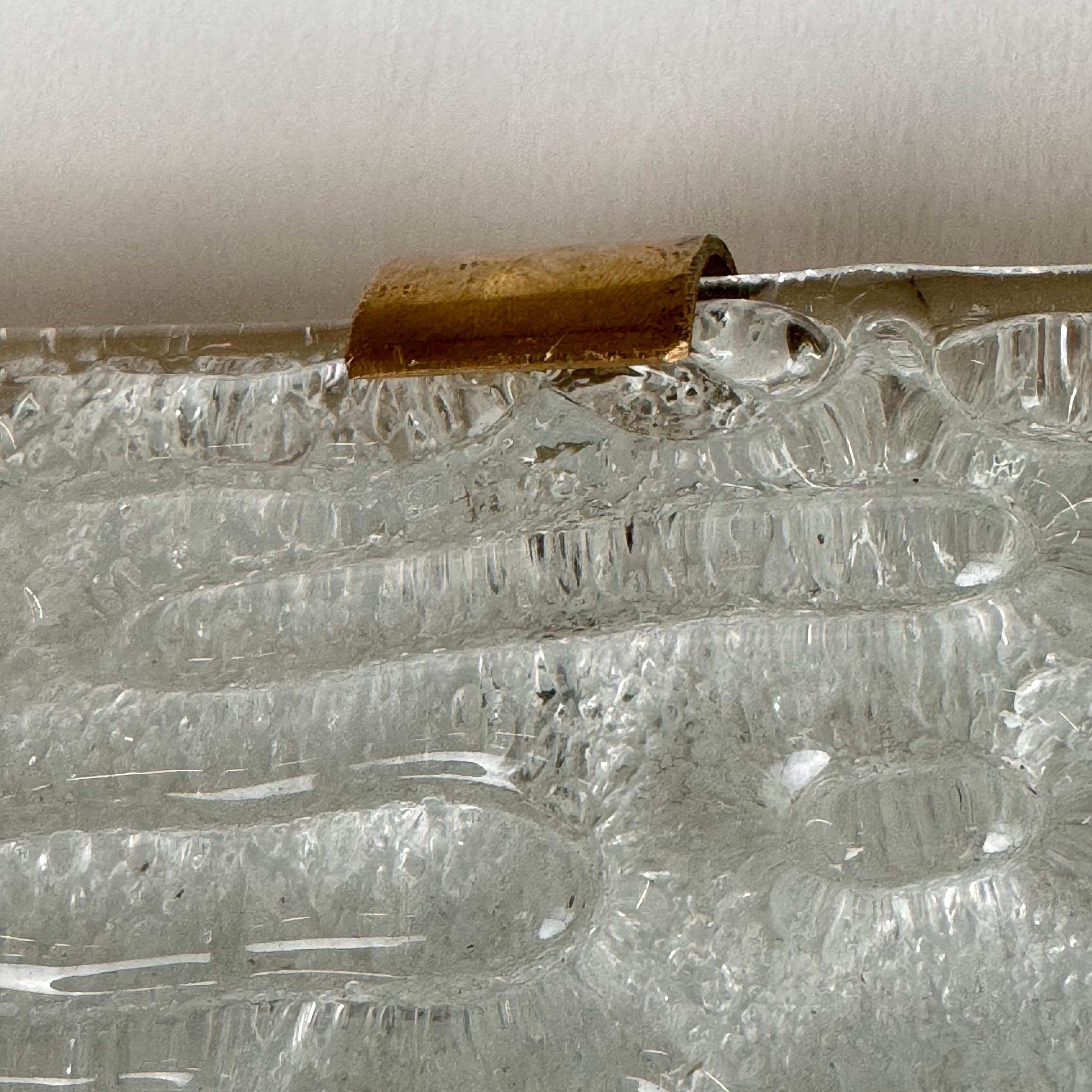 Coppia di lampade in vetro di Murano e ottone attribuite a Fontana Arte, 1960 in vendita 5