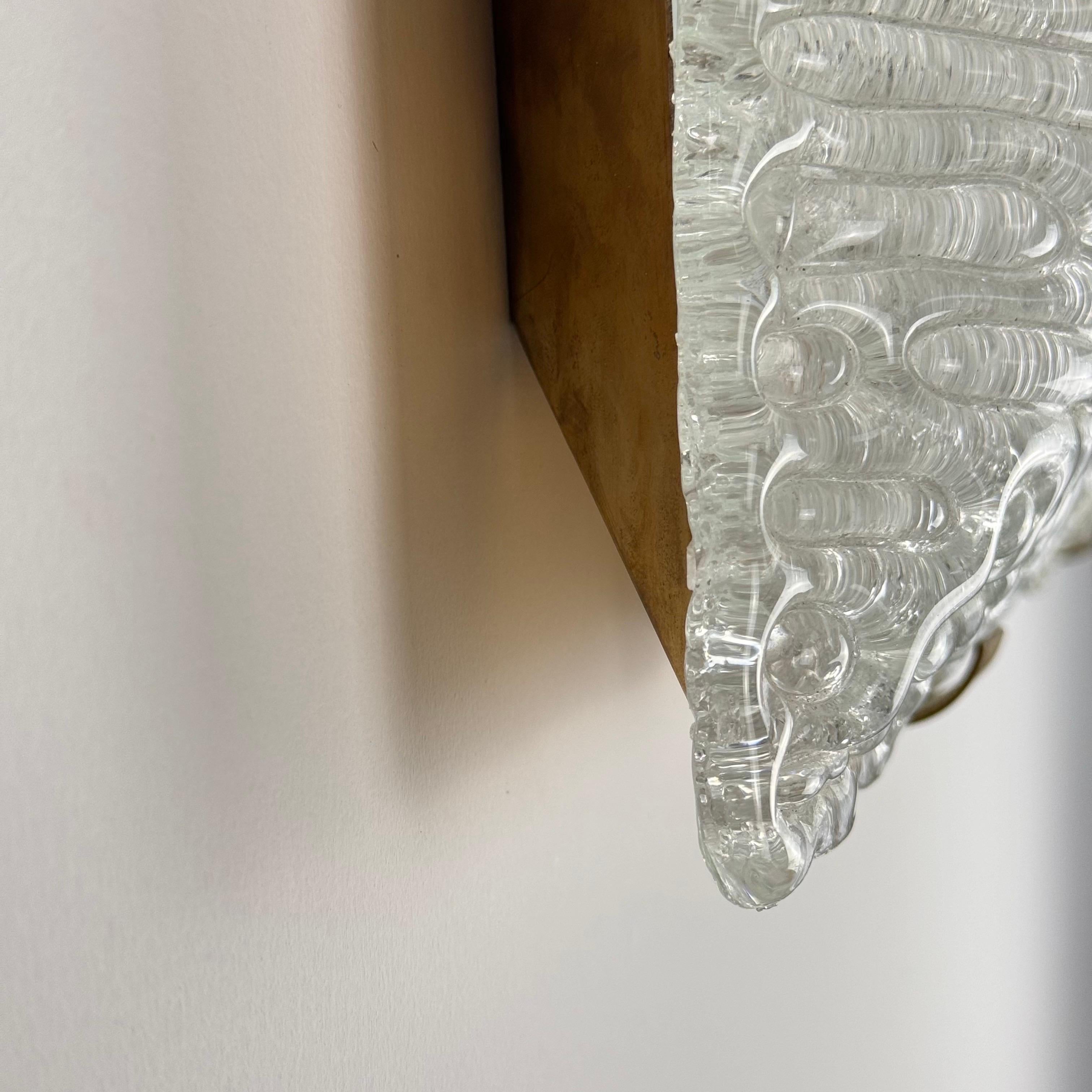 Coppia di lampade in vetro di Murano e ottone attribuite a Fontana Arte, 1960 in vendita 6