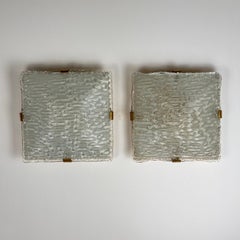 Pair of Murano Glass and Brass Sconces Attributed to Fontana Arte, 1960