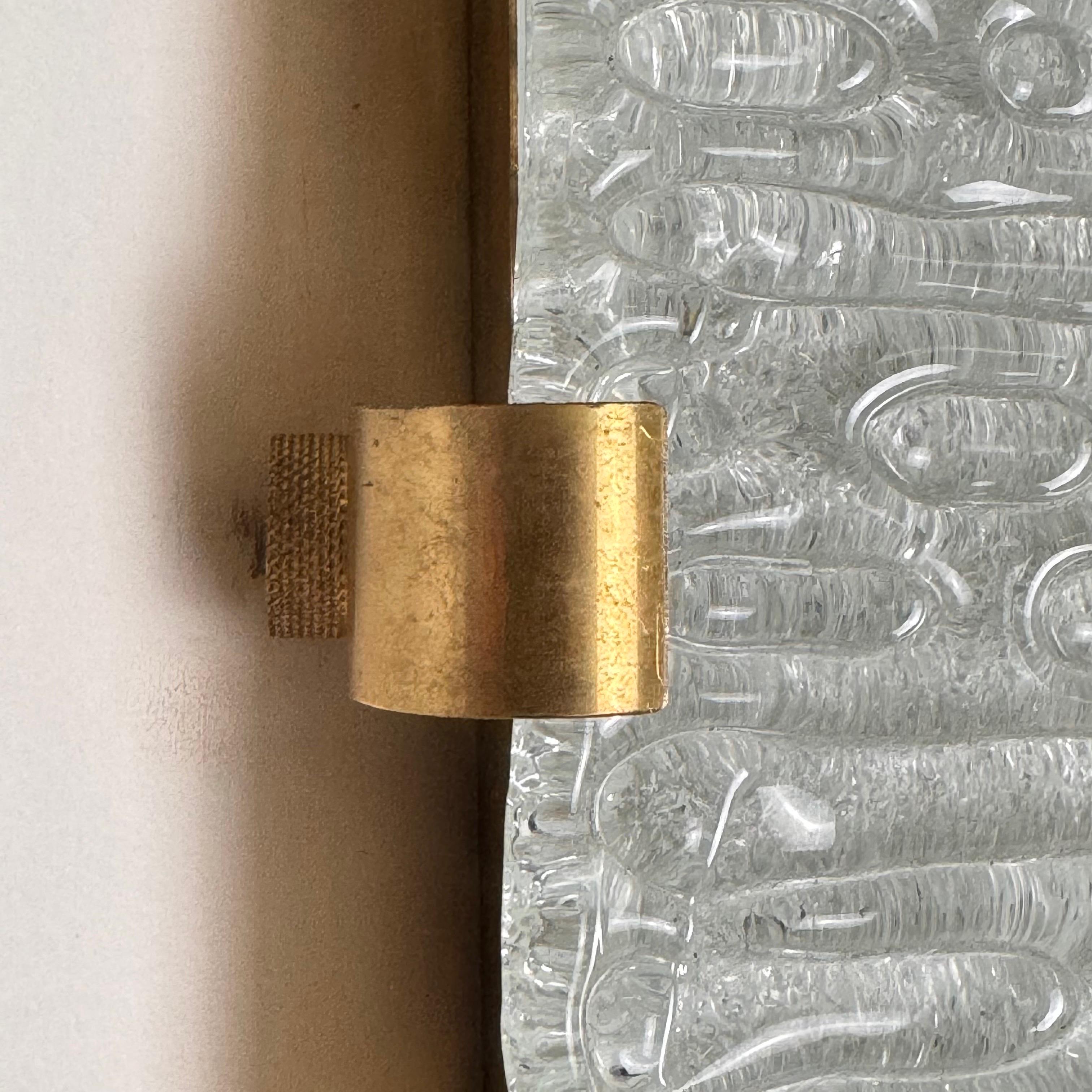 Coppia di lampade in vetro di Murano e ottone attribuite a Fontana Arte, 1960 In condizioni buone in vendita a Bagnolo Mella, Brescia