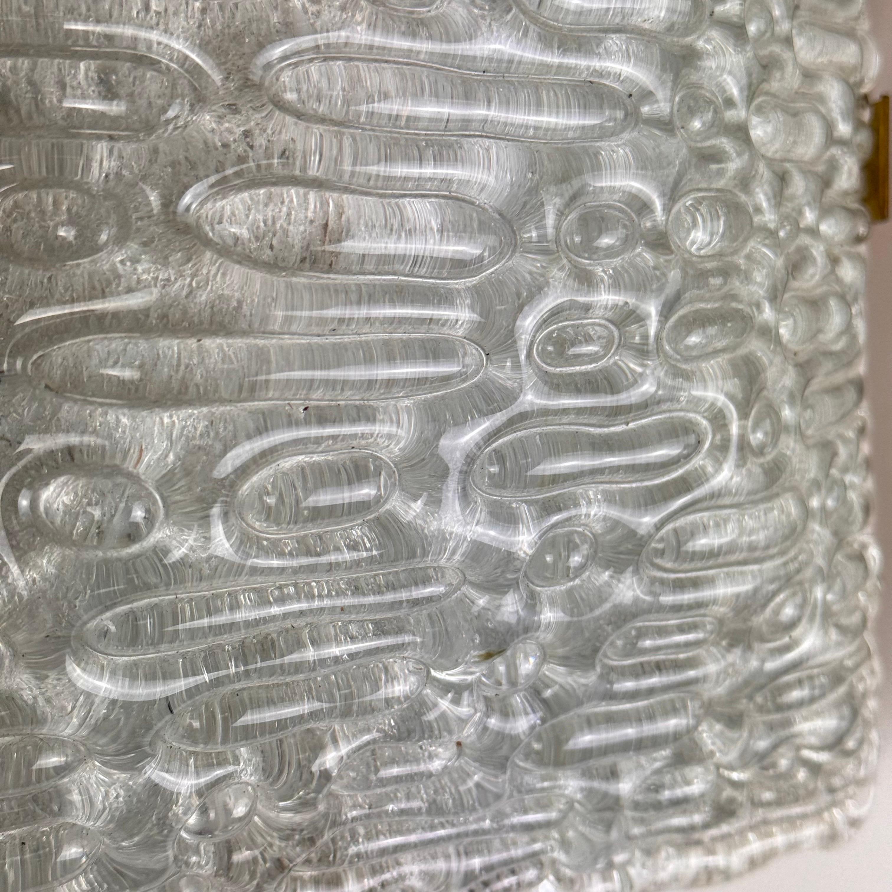 Vetro di Murano Coppia di lampade in vetro di Murano e ottone attribuite a Fontana Arte, 1960 in vendita