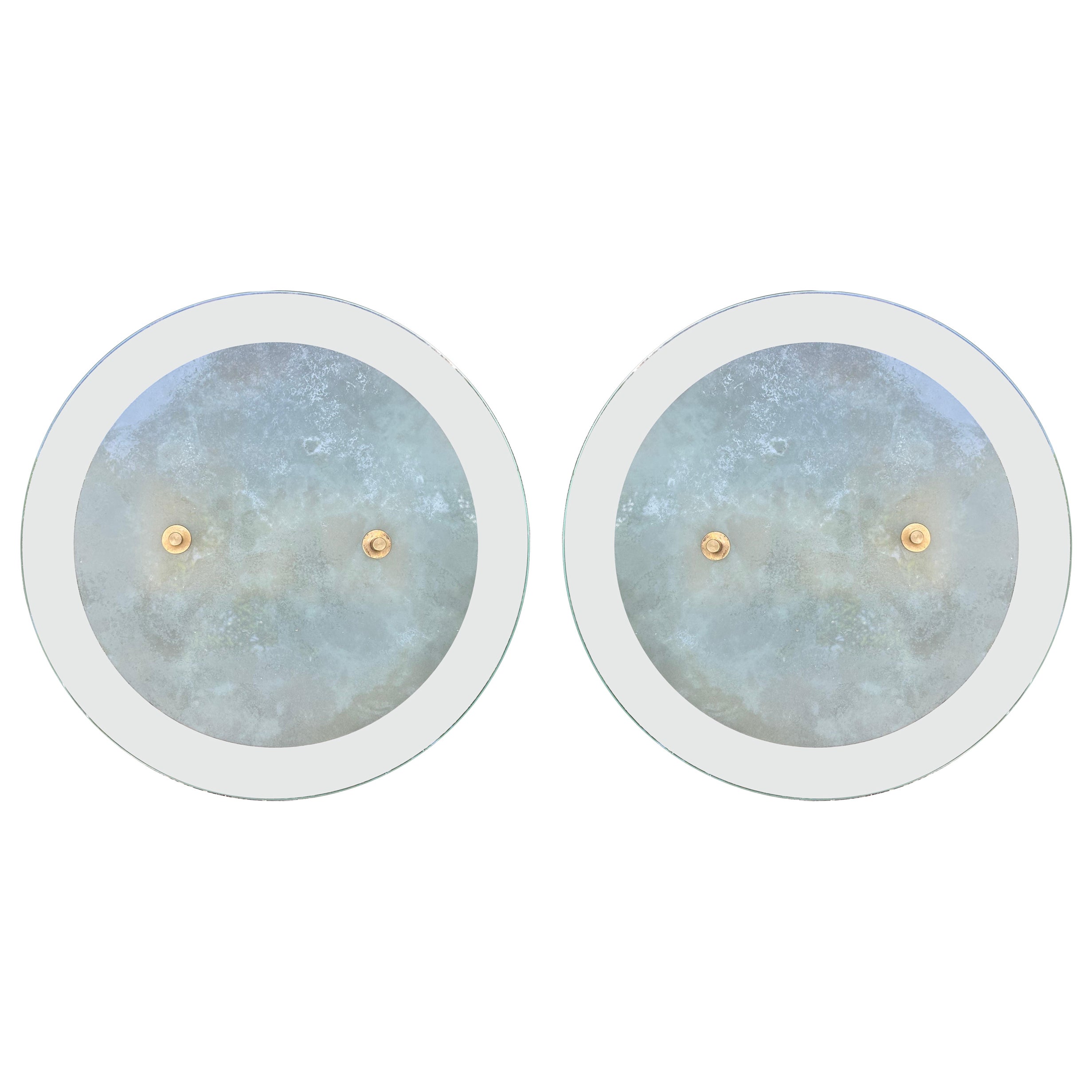 Pair of Murano Glass and Brass Sconces By Gino Vistosi