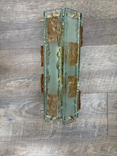 Coppia di lampade in vetro di Murano e ottone