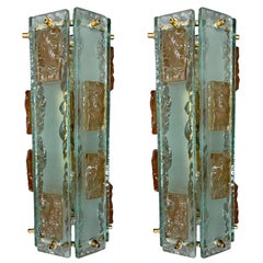 Pair Of Murano Glass And Brass Sconces