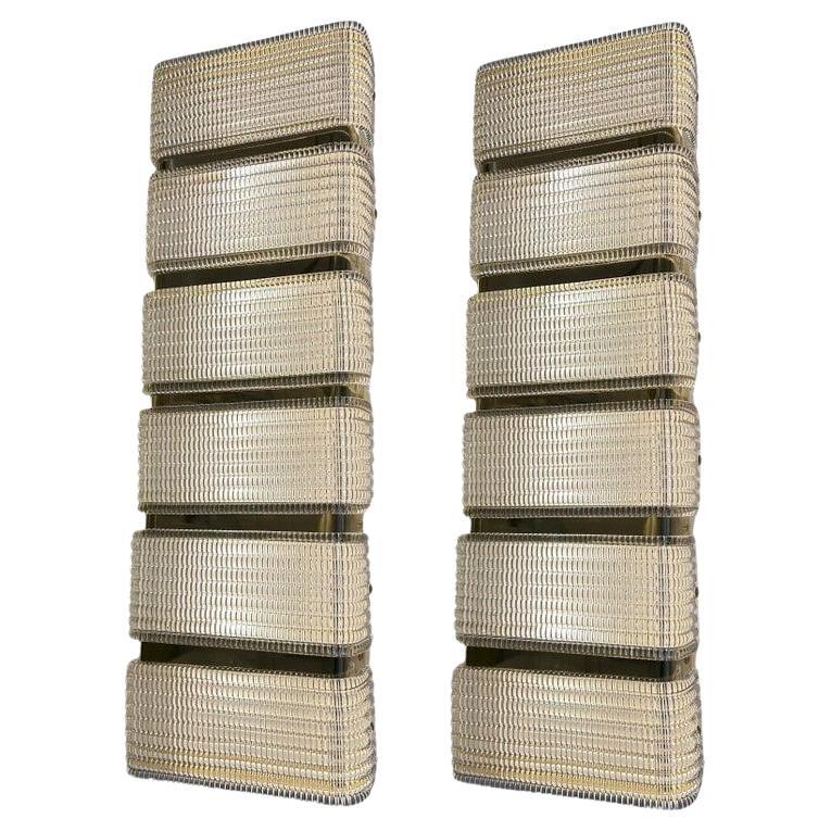 Pair of Murano glass and brass sconces For Sale