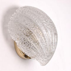 Pair of Murano glass and brass shell wall sconces by Barovier & Toso, Italy 1989