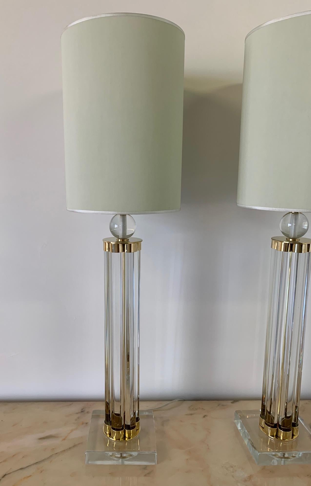 Paire de lampes de table en verre de Murano et laiton Excellent état - En vente à Meda, MB