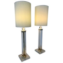 Pair of Murano Glass and Brass Table Lamp