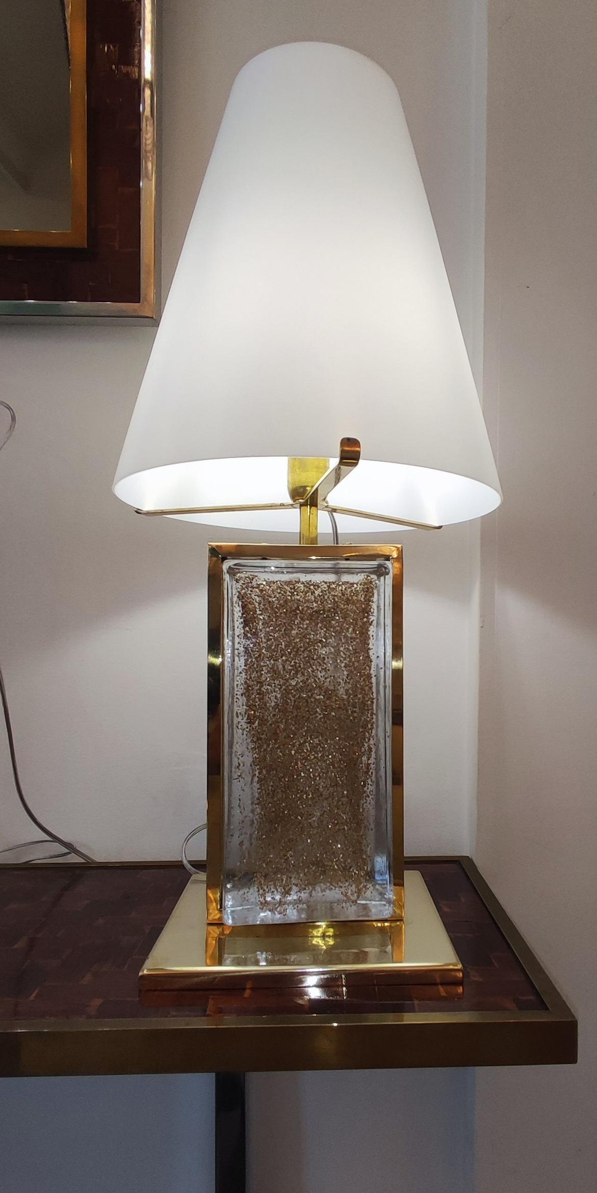 Pair of Murano Glass and Brass Table Lamps 13