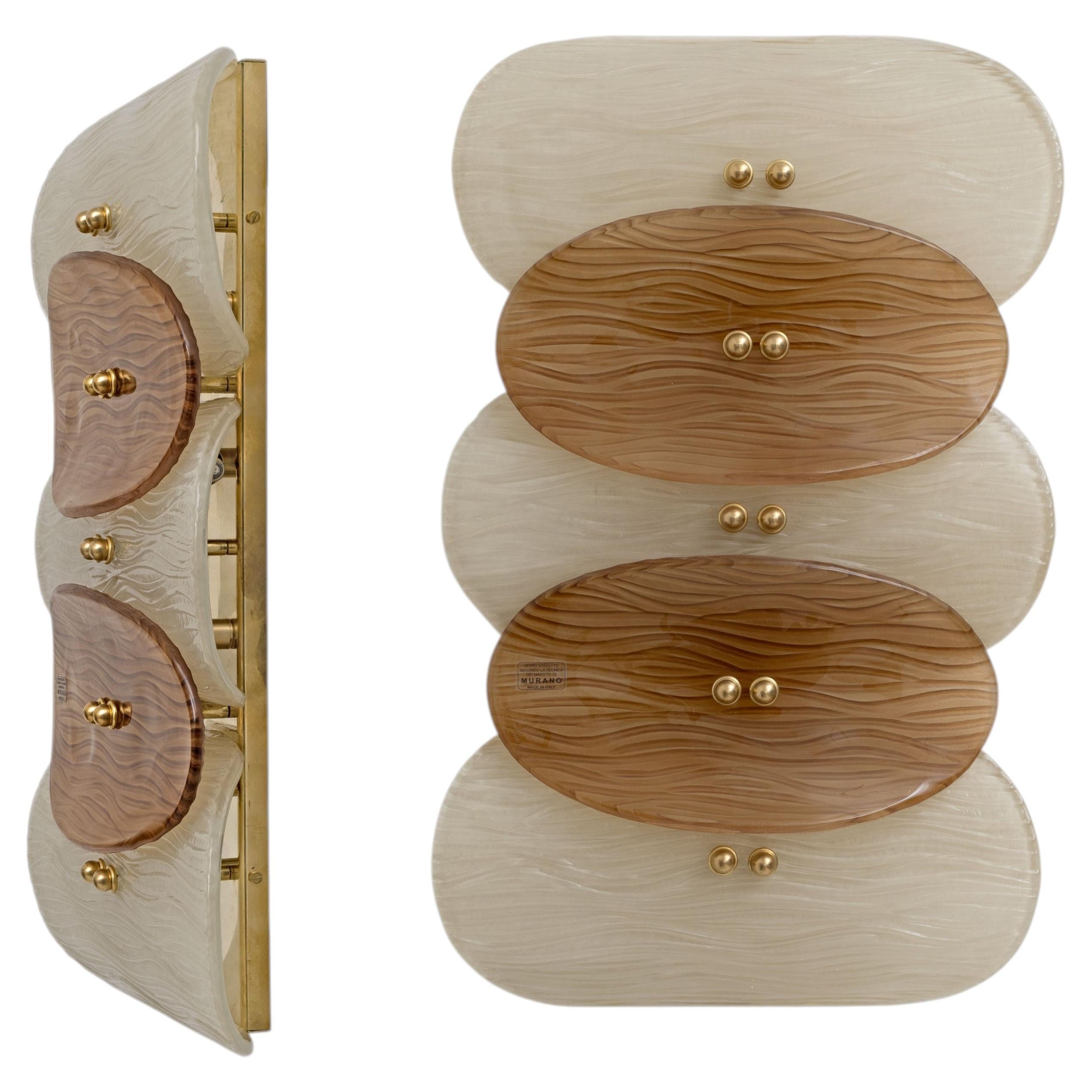 Pair of Murano Glass and Brass Wall Sconces