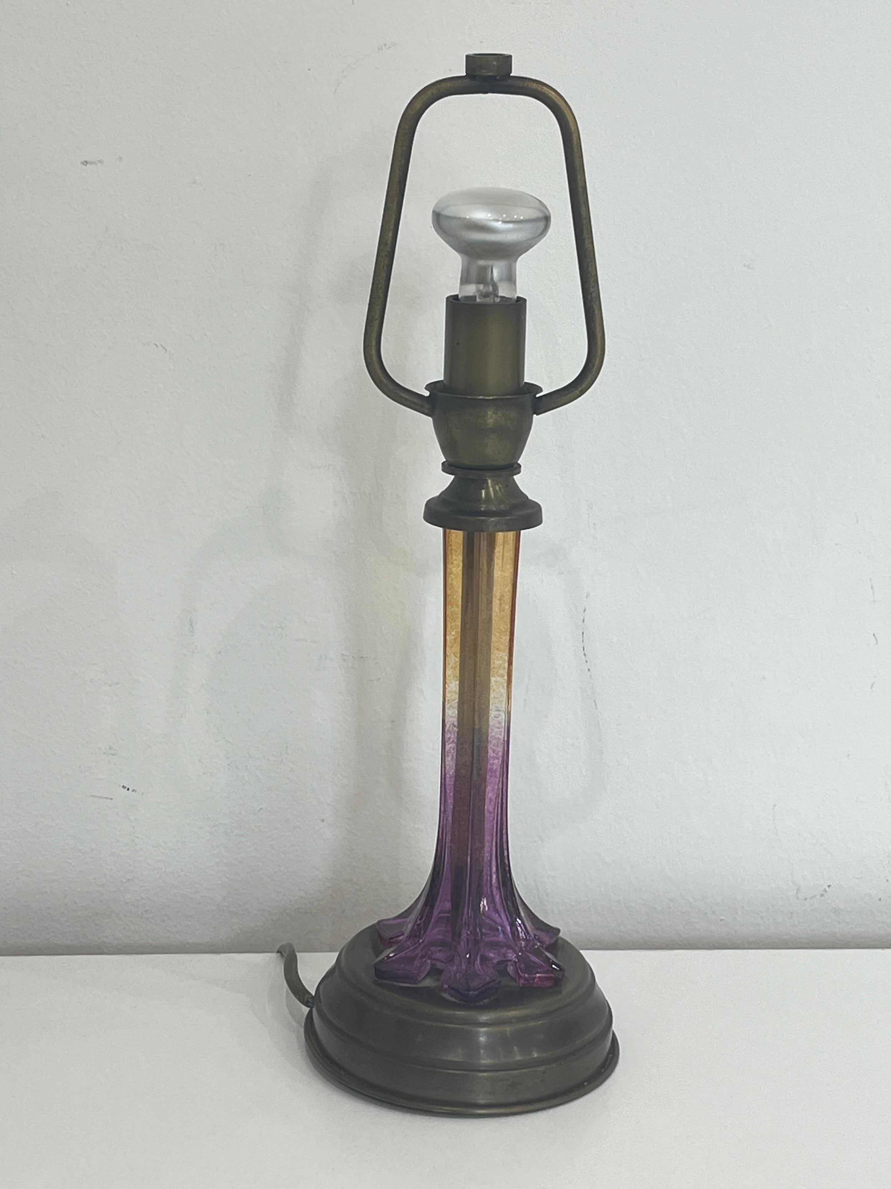 Autre Paire de lampes de table en verre de Murano et bronze, Italie, 1970 en vente