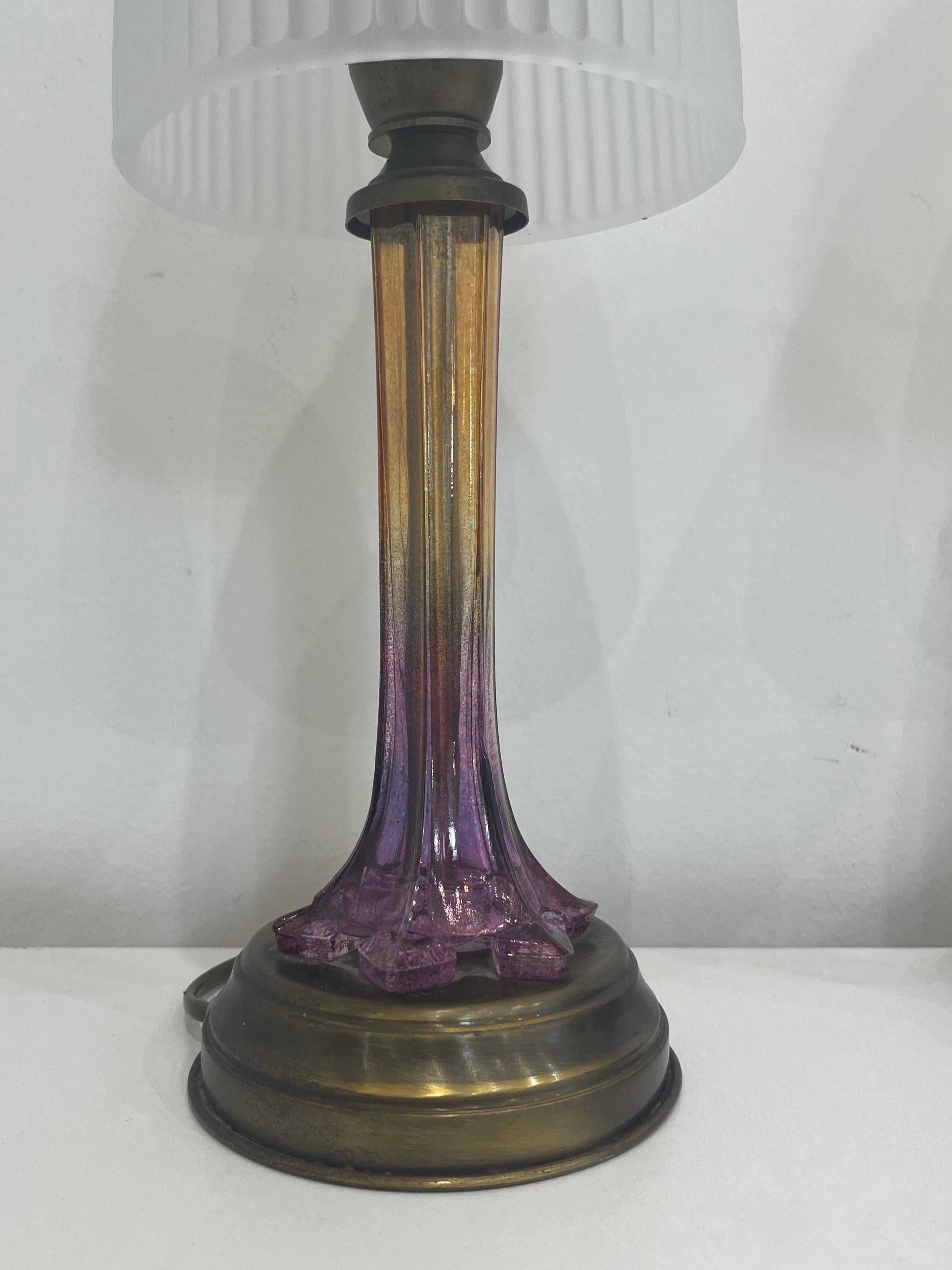 Paire de lampes de table en verre de Murano et bronze, Italie, 1970 en vente 2