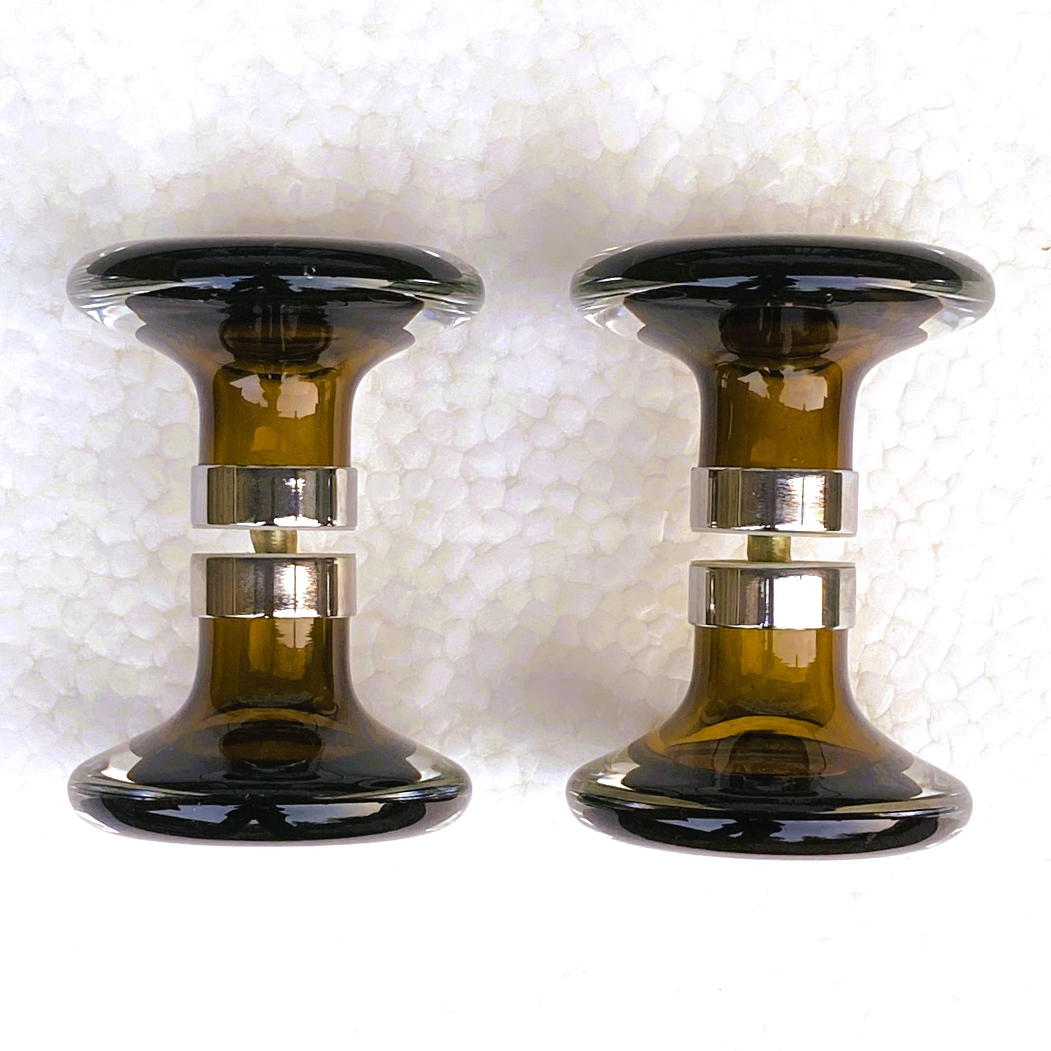 Late 20th Century Pair of Murano Glass and Chrome Double Door Handles For Sale