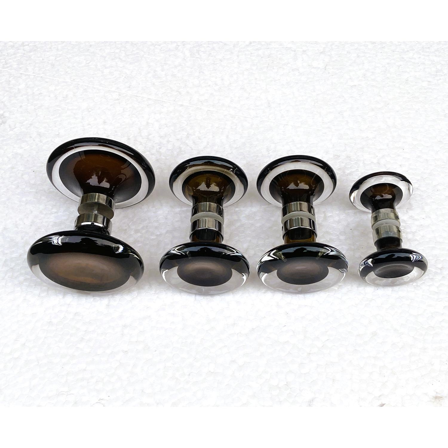 Pair of Murano Glass and Chrome Double Door Handles For Sale 2
