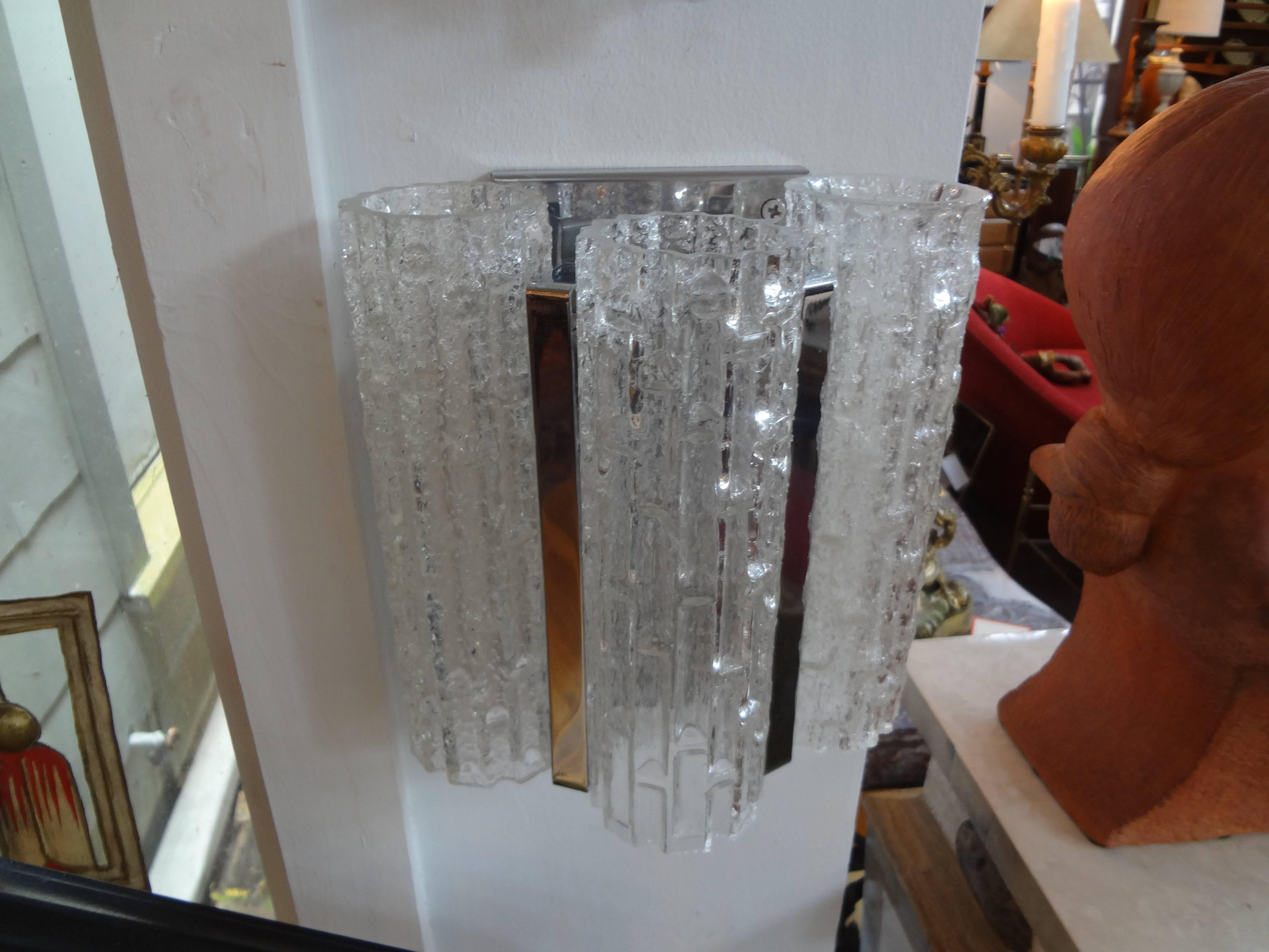 Mid-Century Modern Pair of Venini Style Murano Glass Sconces For Sale