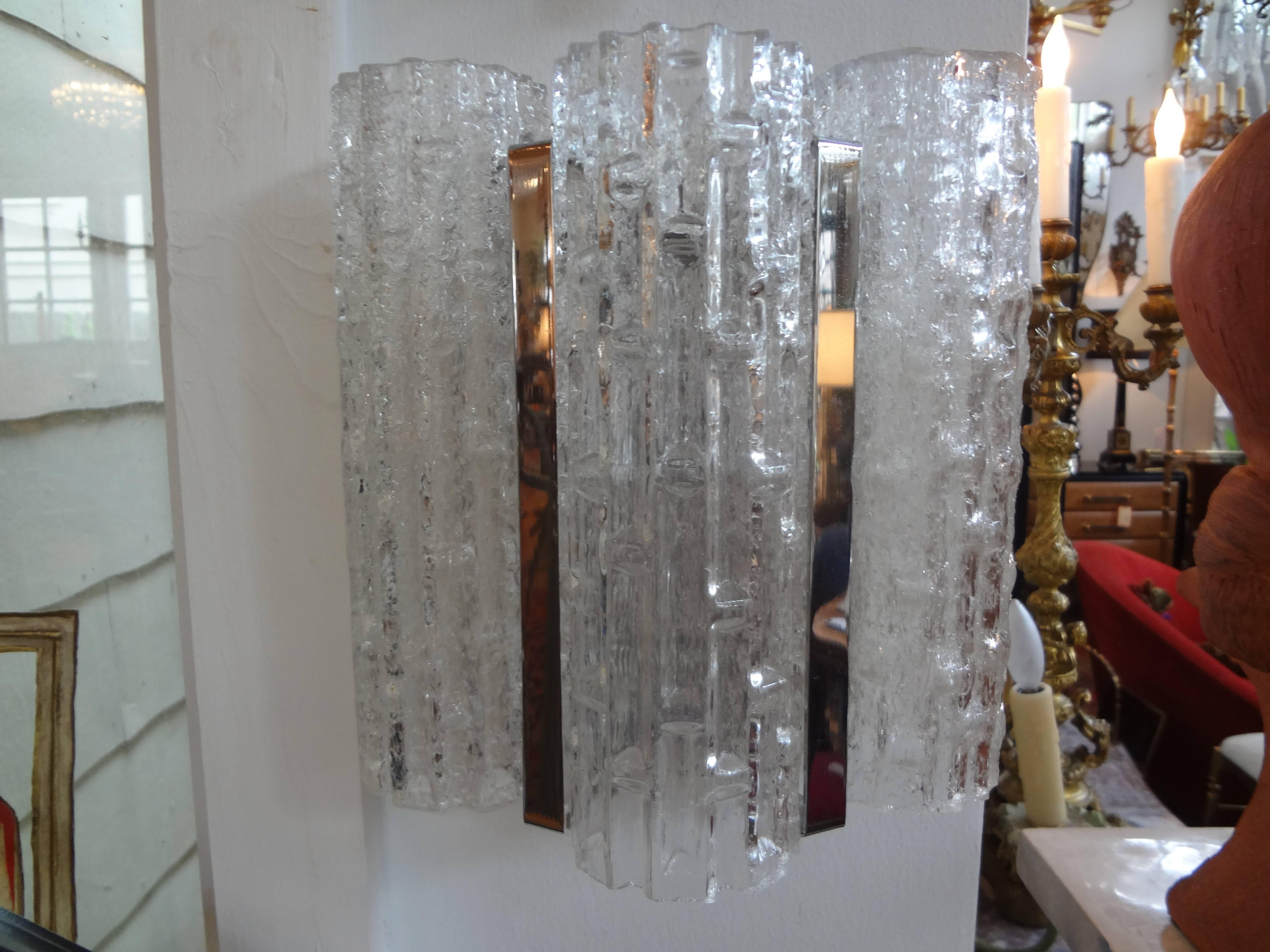 Mid-20th Century Pair of Venini Style Murano Glass Sconces For Sale
