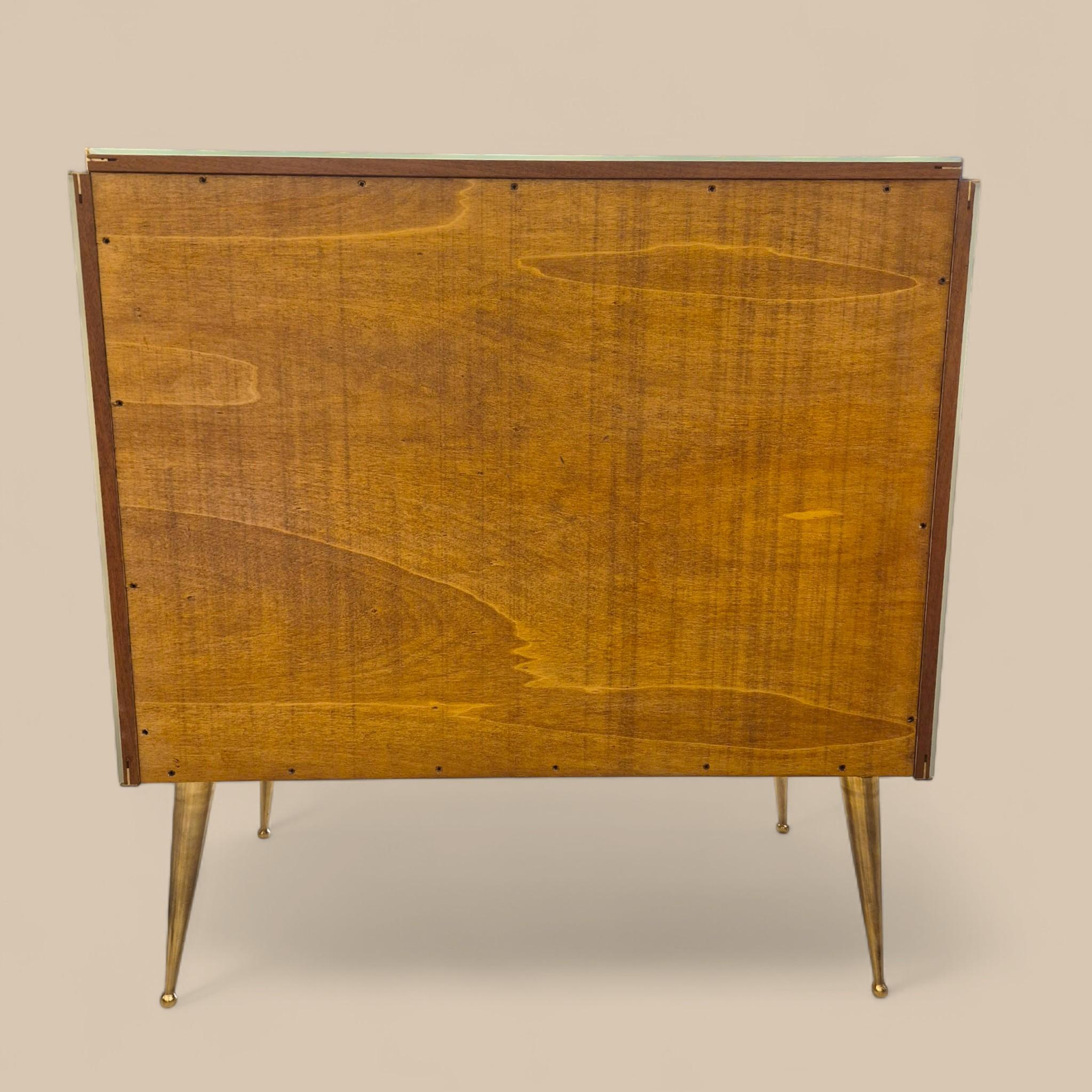 Pair of Murano Glass and Gilded Brass cabinets, Italy, Circa 1960/70 For Sale 8