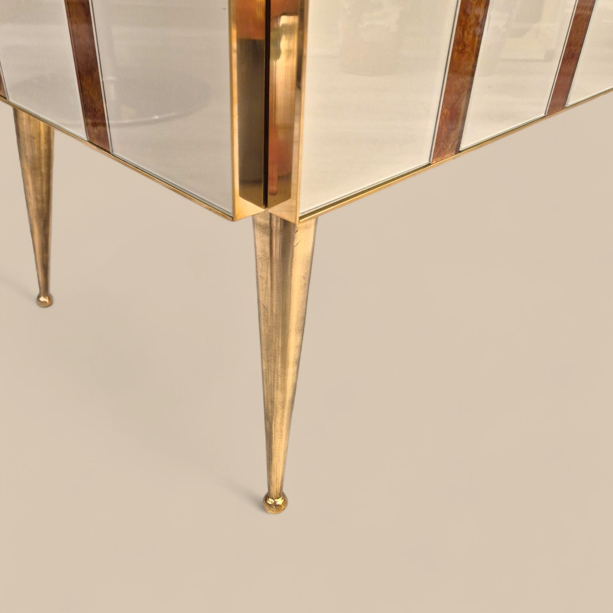 Pair of Murano Glass and Gilded Brass cabinets, Italy, Circa 1960/70 For Sale 2