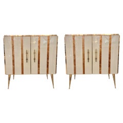 Pair of Murano Glass and Gilded Brass cabinets, Italy, Circa 1960/70