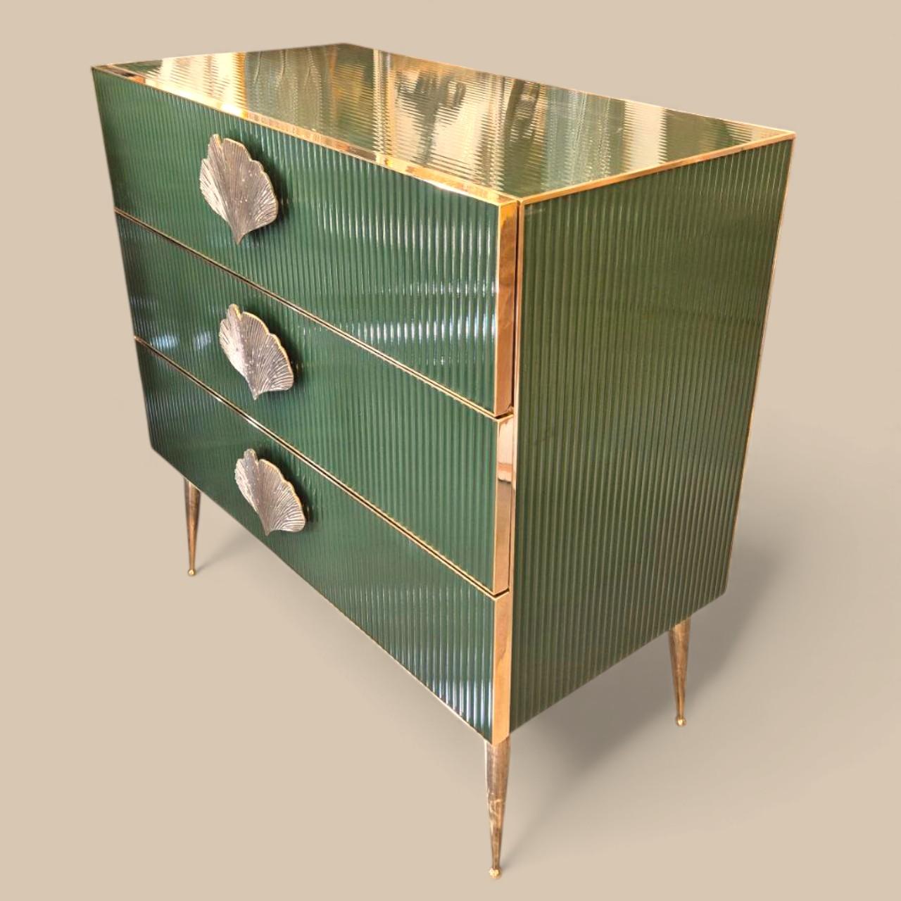 Coppia di consolle in vetro di Murano e ottone dorato, circa 1960/70 in vendita 5