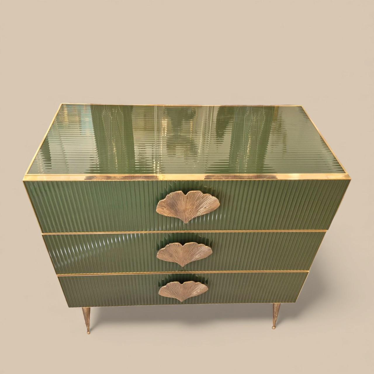 Coppia di consolle in vetro di Murano e ottone dorato, circa 1960/70 in vendita 9