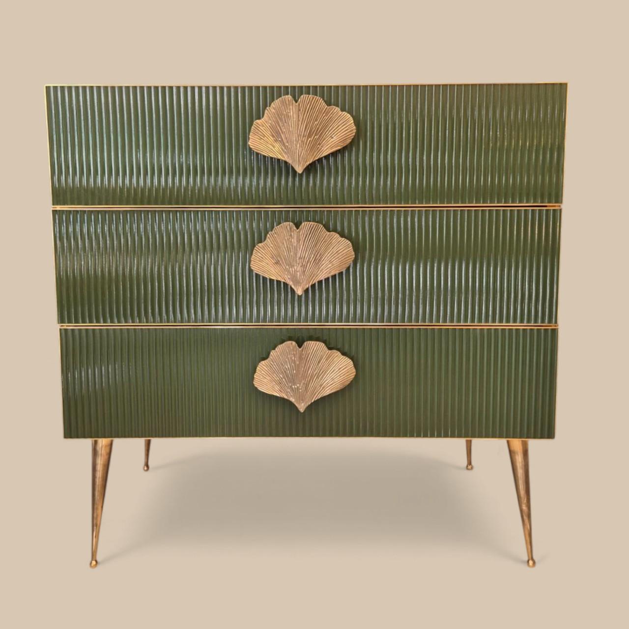 Mid-Century moderno Coppia di consolle in vetro di Murano e ottone dorato, circa 1960/70 in vendita