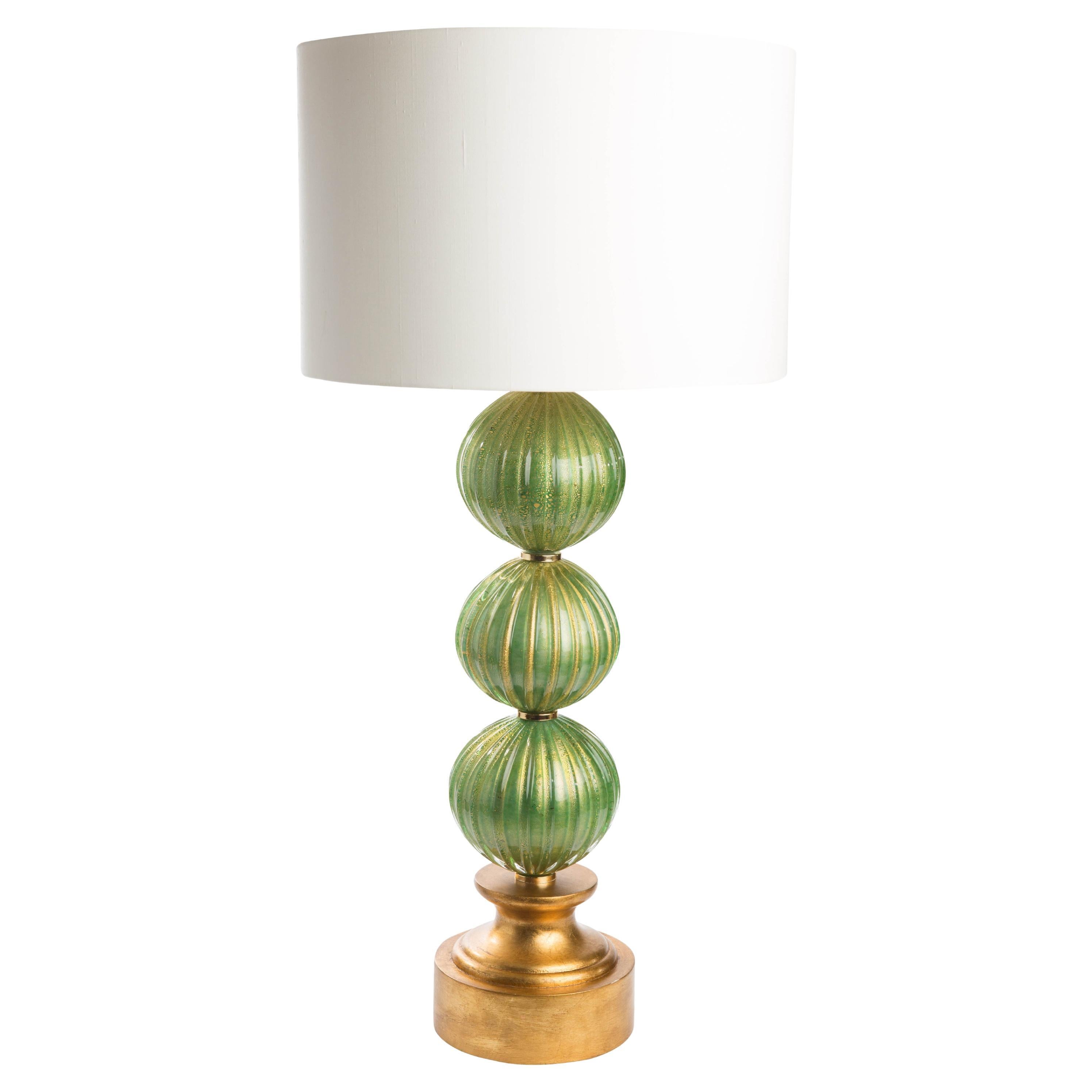 Pair of Murano Glass and Gold Leaf Wooden based Table Lamps - Mazzuccto ...